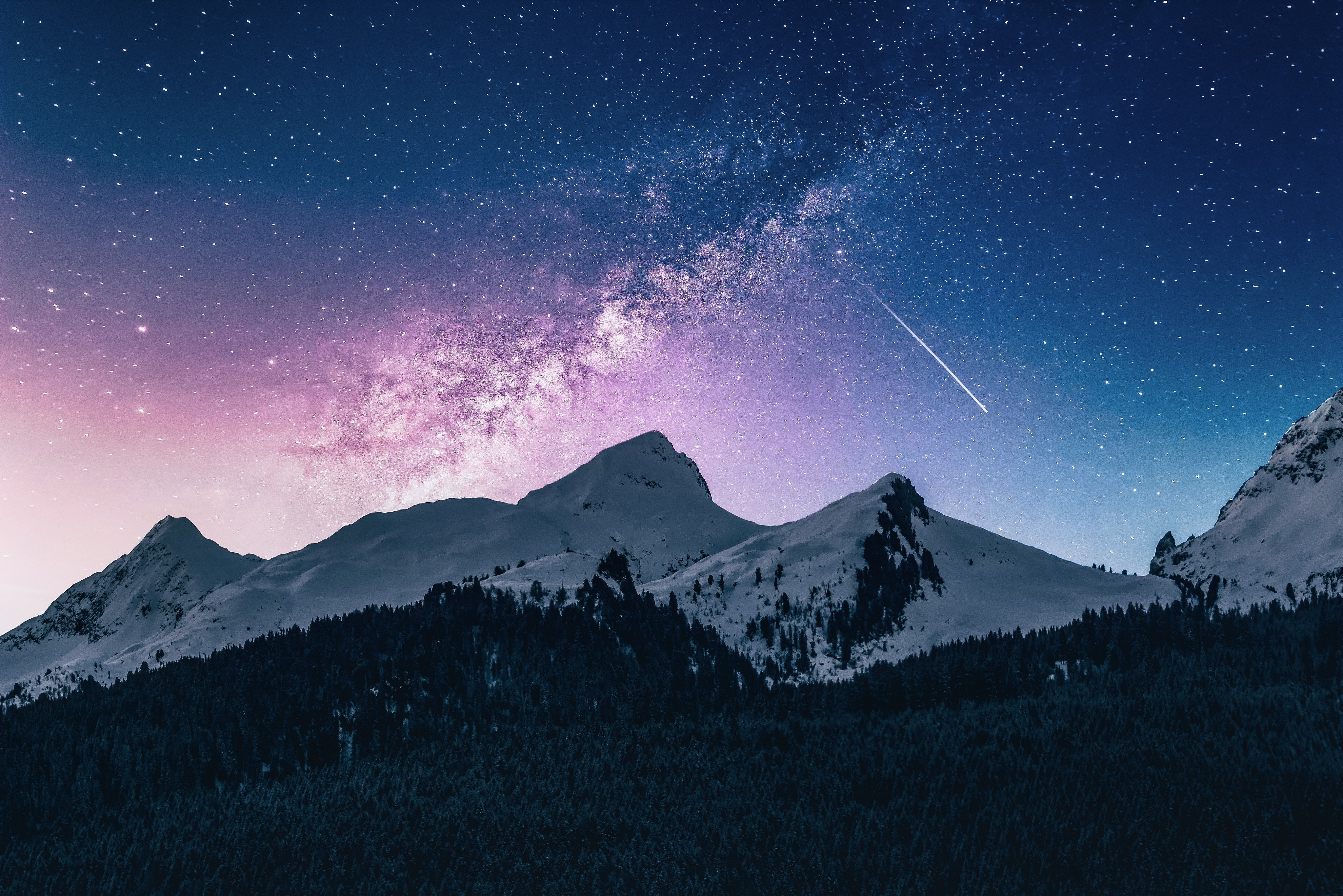 galaxy landscape mountains hd nature 2k 4k