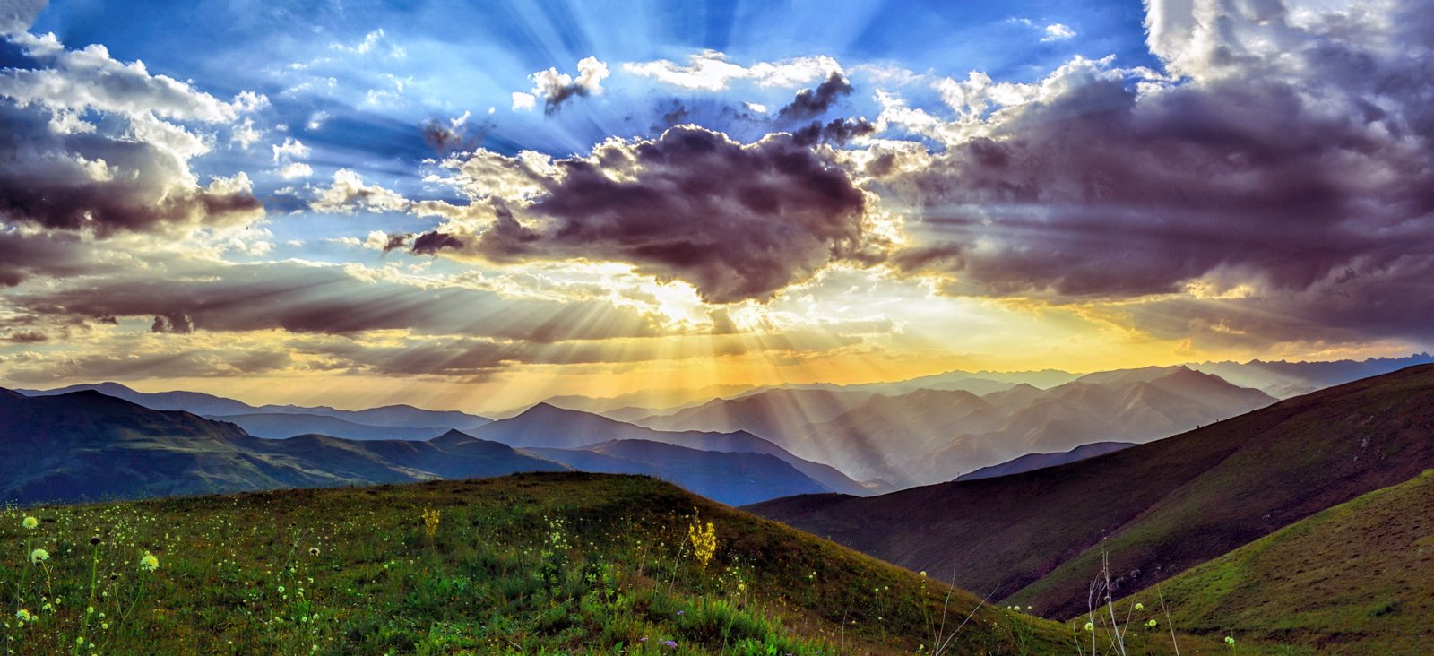 mountains and sun covering by clouds sunset dawn nature turkey 2k 4k 5k