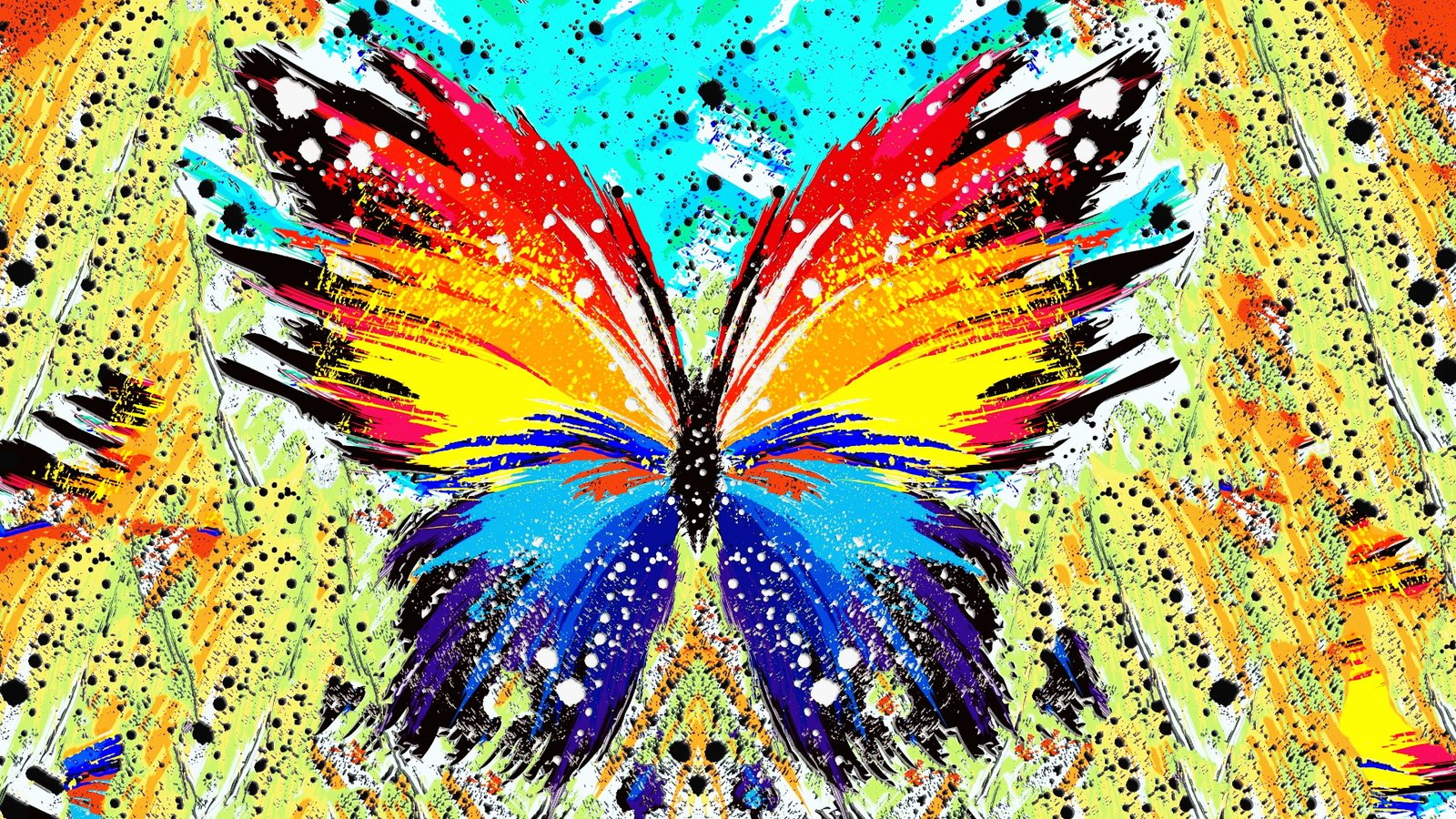 multicolored butterfly painting abstract paint splatter multi colored 2k 4k