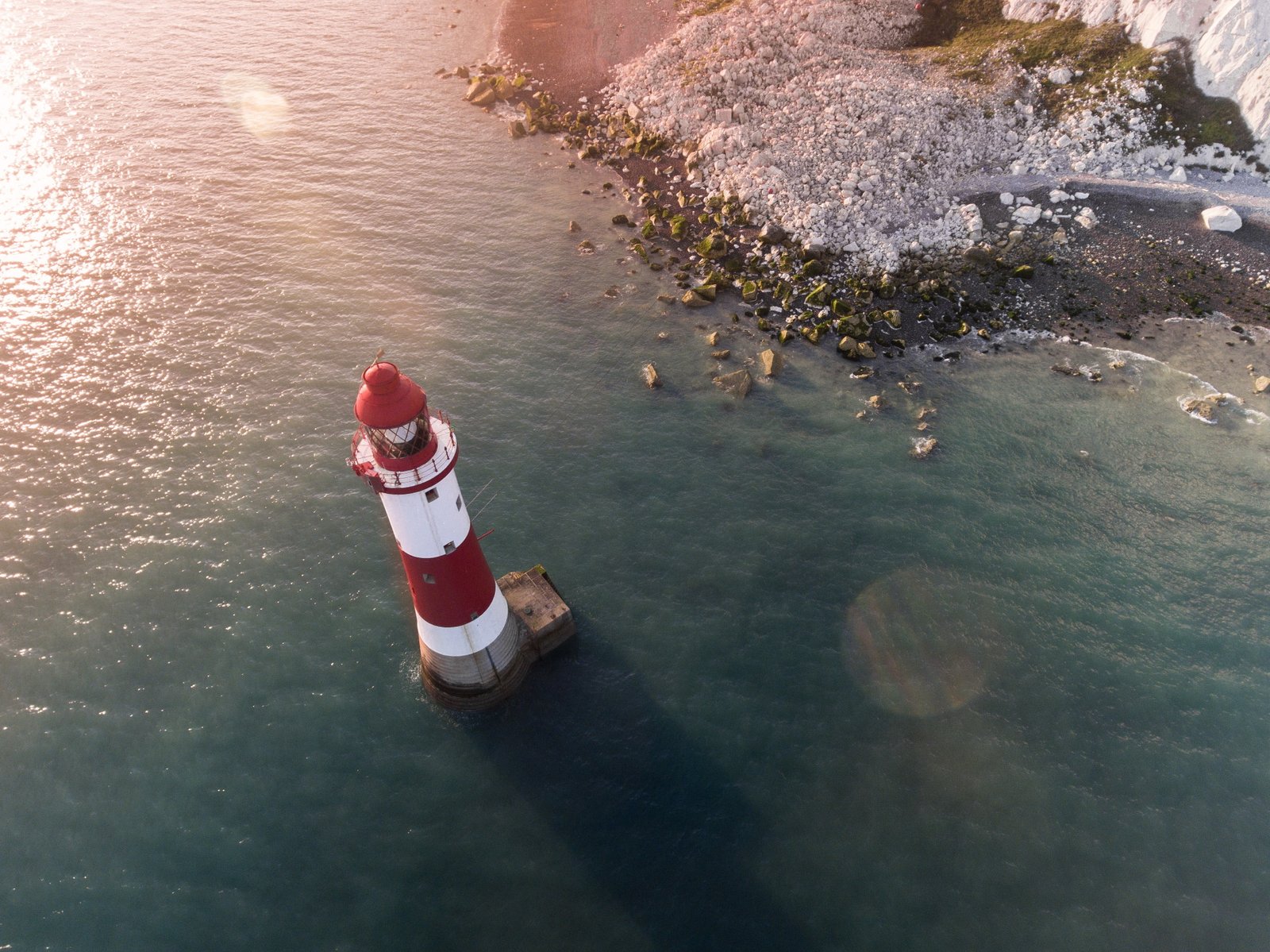 nature lighthouse shore landscape beach water high angle view 2k 4k