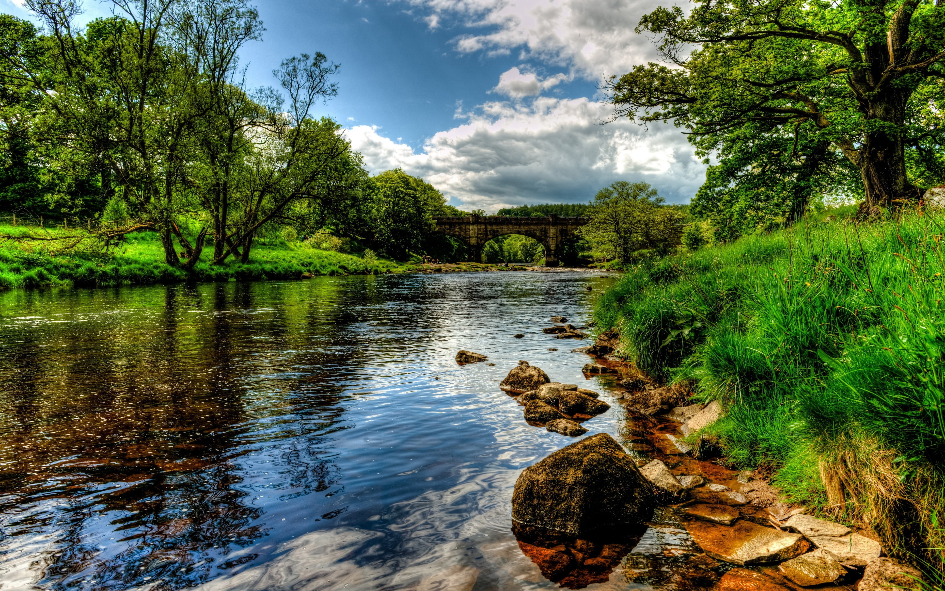 Rivers England Scenery Bolton Wharfe Grass Hdr Nature Wallpapers And Photos 2k 4k