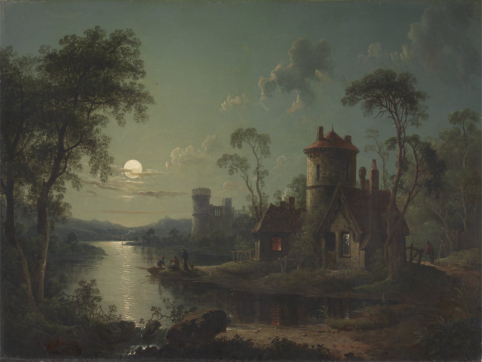 white and brown house near water tree painting sebastian pether 2k 4k 5k