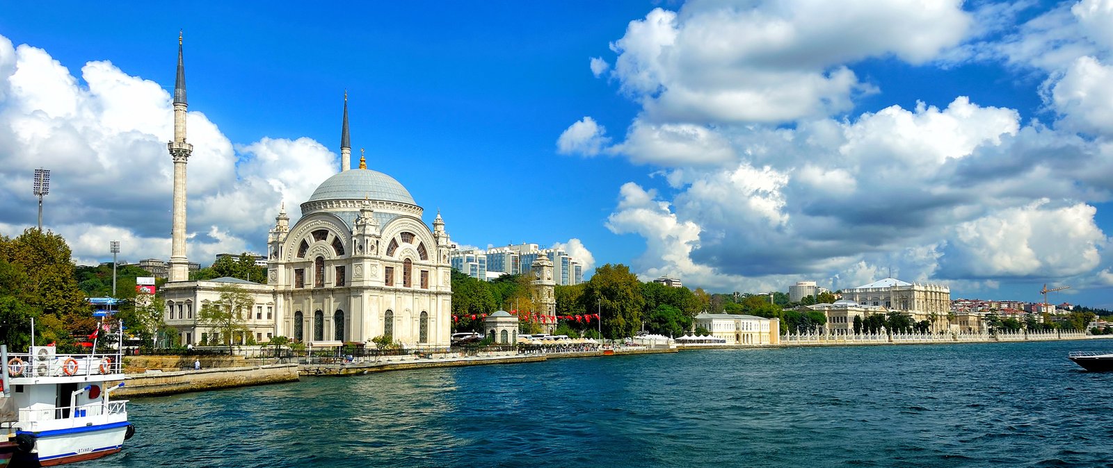 white concrete mosque landscape nature city building panorama 2k 4k 5k