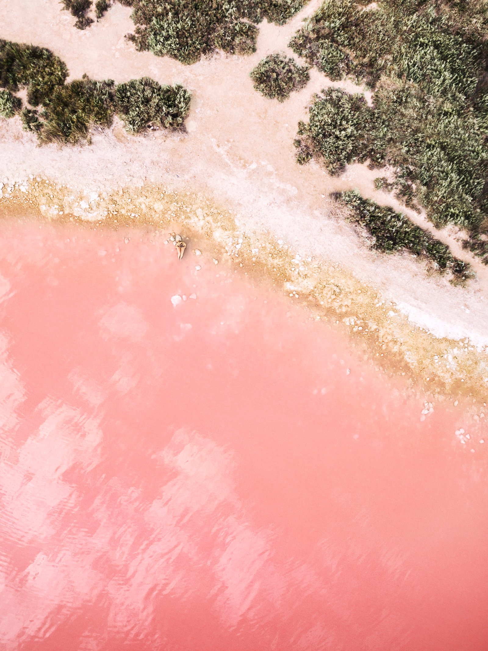 pink green and white abstract painting beach sand rocks 2k 4k