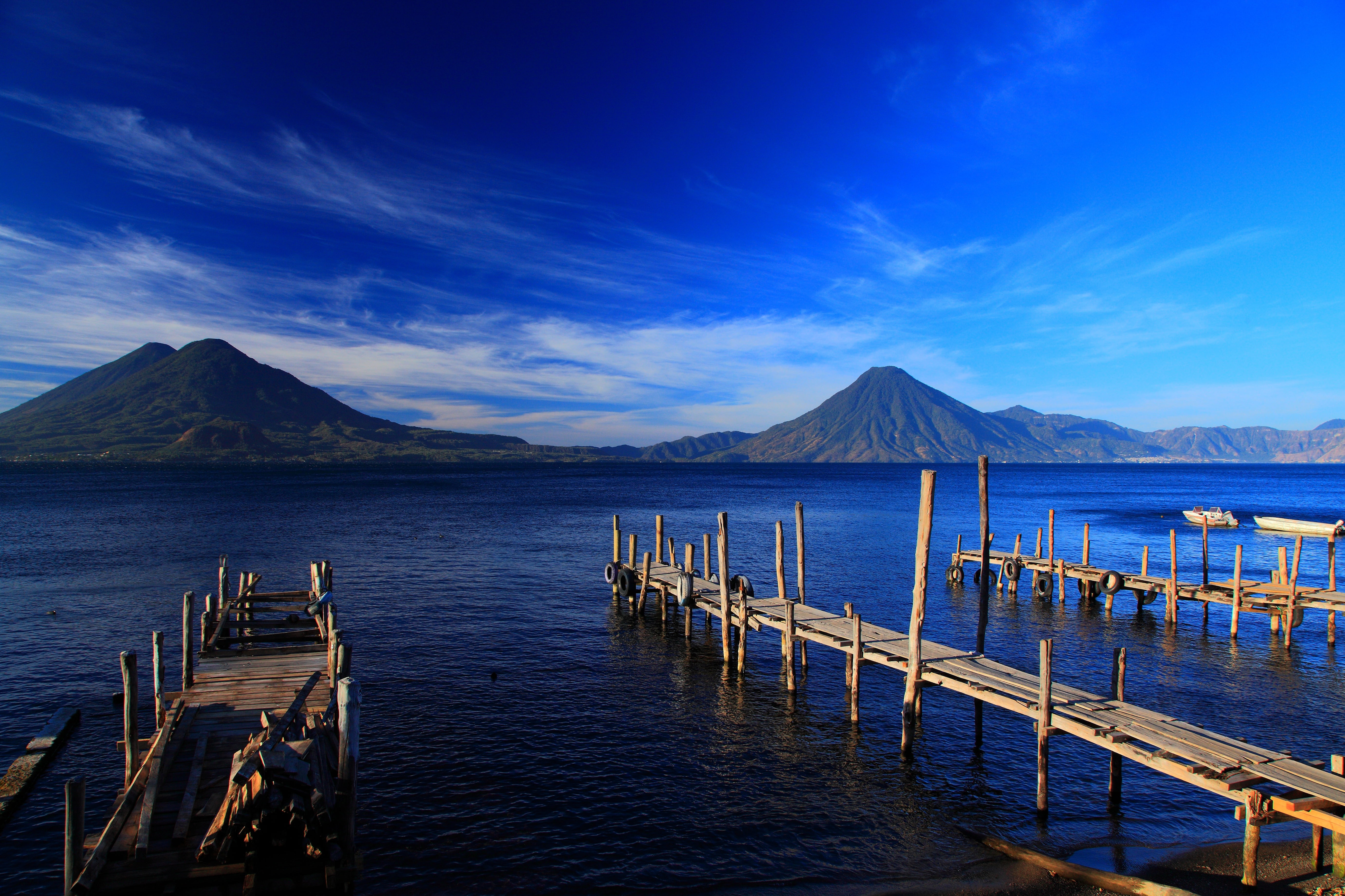 body of water and mountains guatemala island beach mt Fuji 2k 4k 5k
