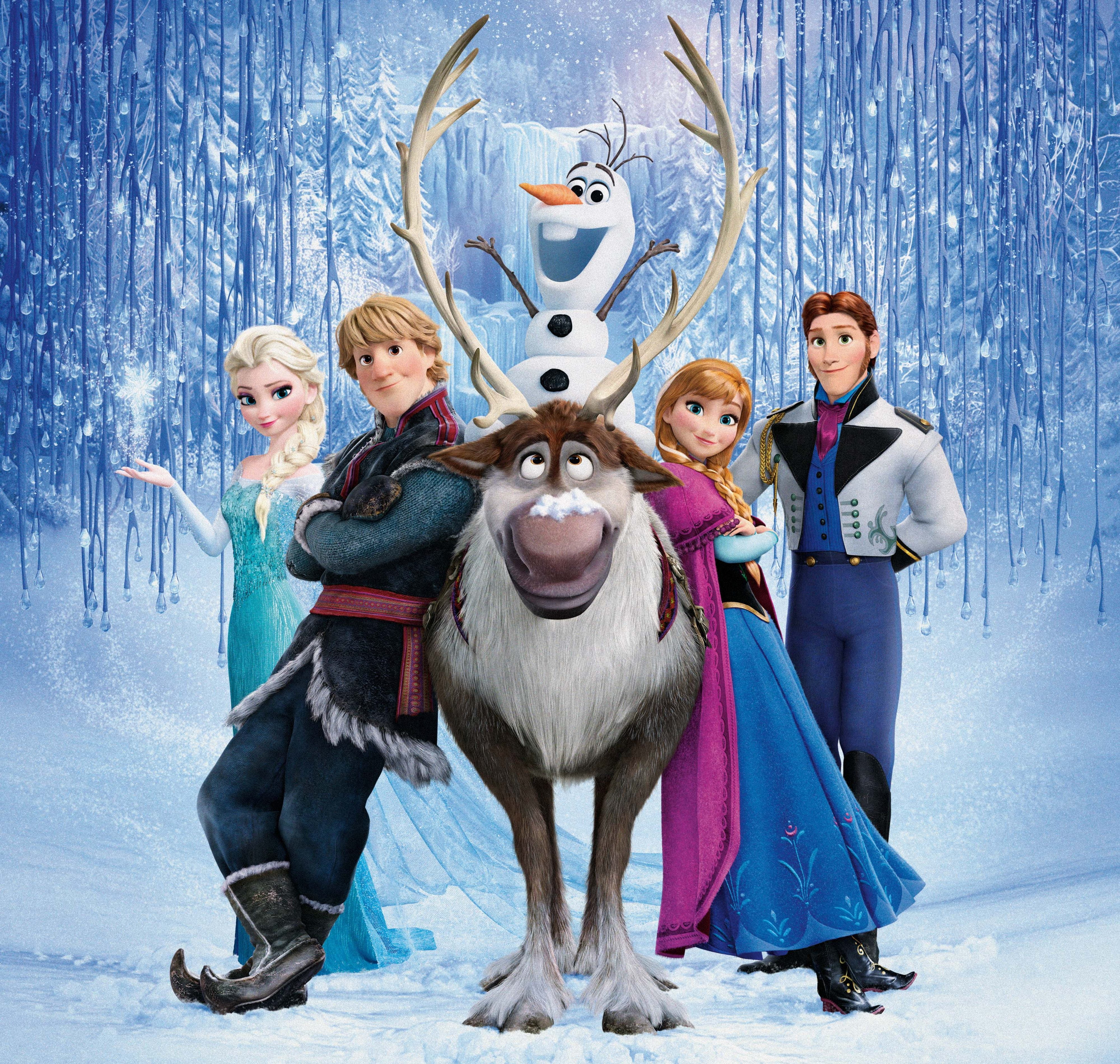 Disney Frozen wallpaper snow snowflakes ice deer snowman 2k 4k
