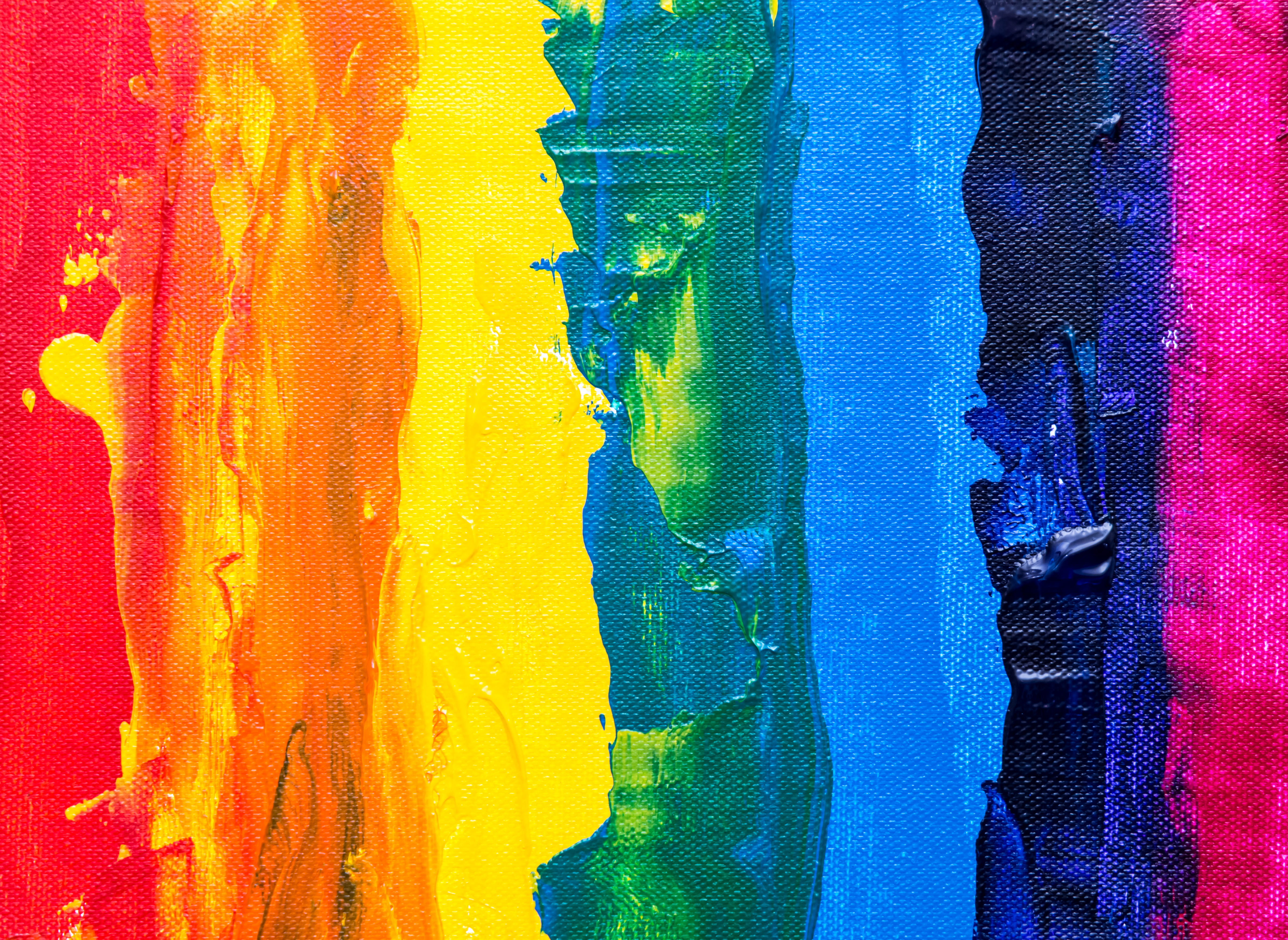 Photo of Rainbow Colored Painting On Canvas abstract expressionism 2k 4k 5k