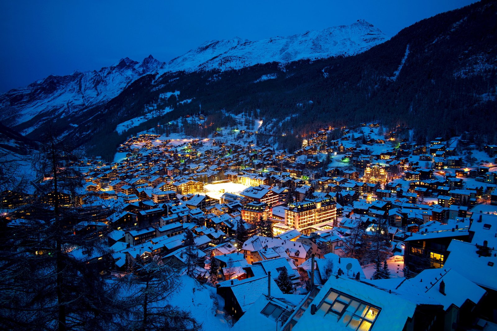 Zermatt snow Alps landscape lights mountains Switzerland 2k 4k 5k