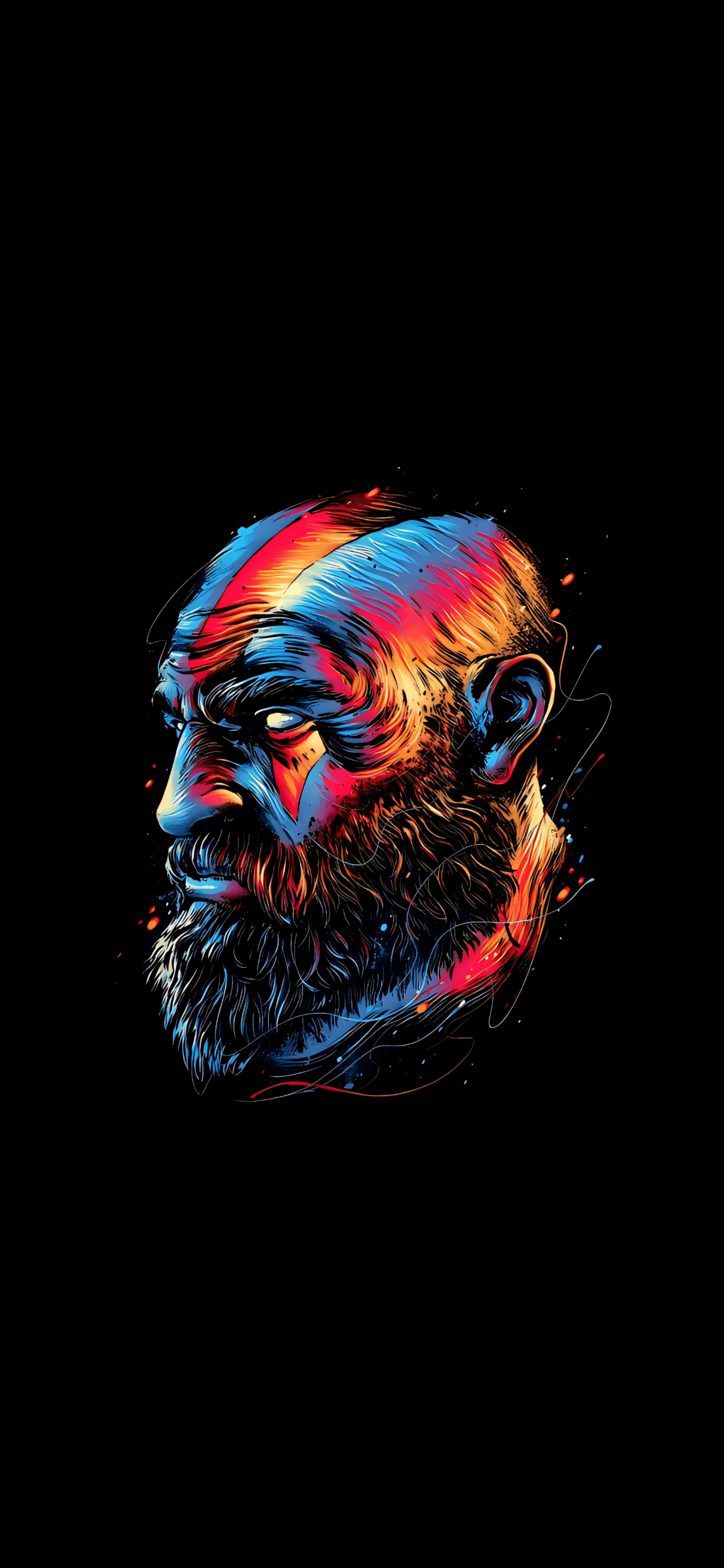 Colourful Kratos God of War game pc amoled minimalism