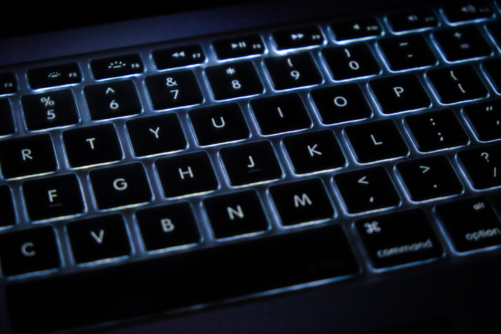 black and gray computer keyboard backlit tech keys glowing 2k 4k 5k