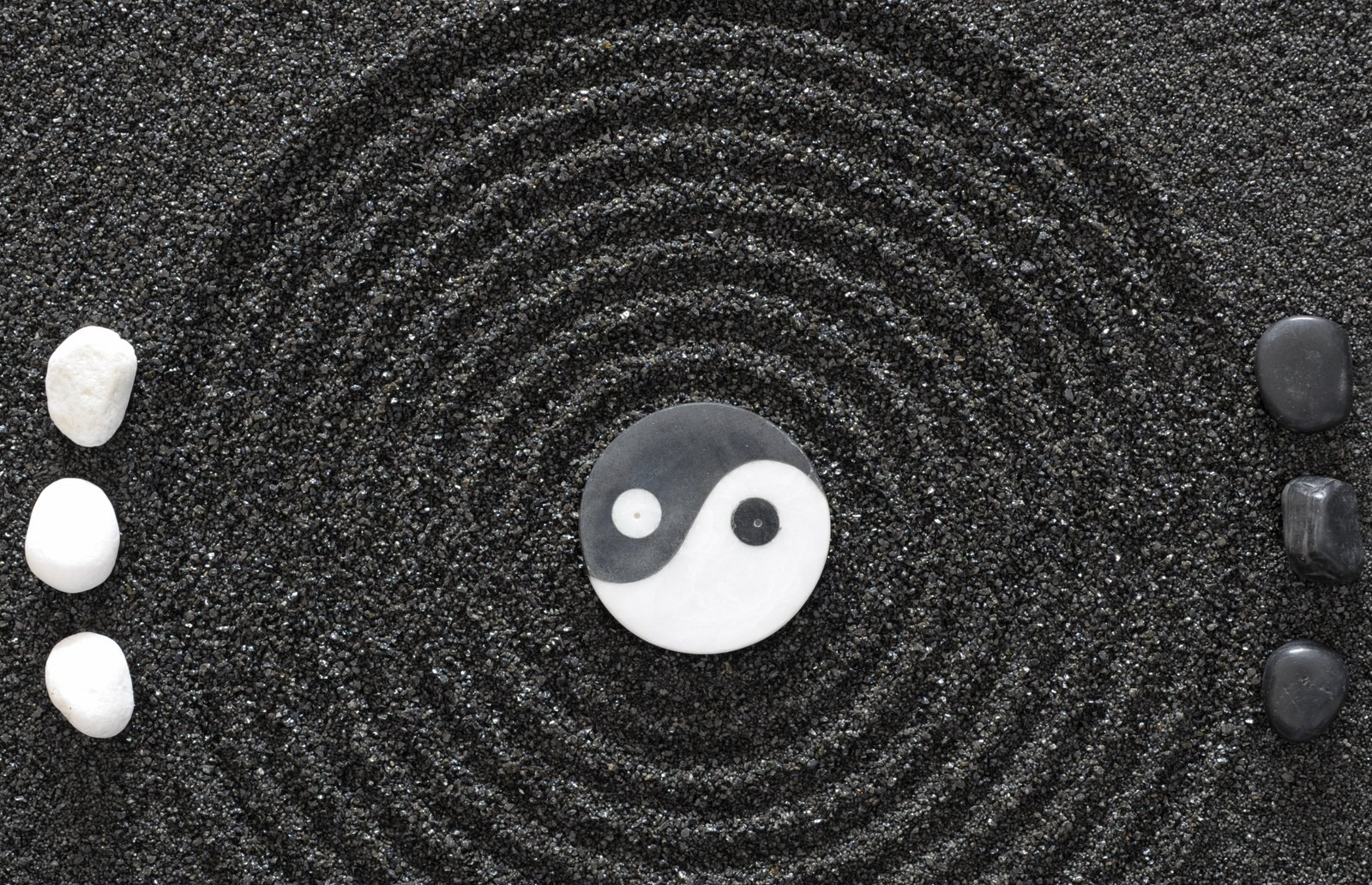 black and white yin yang stones earth symbol harmony 2k 4k 5k