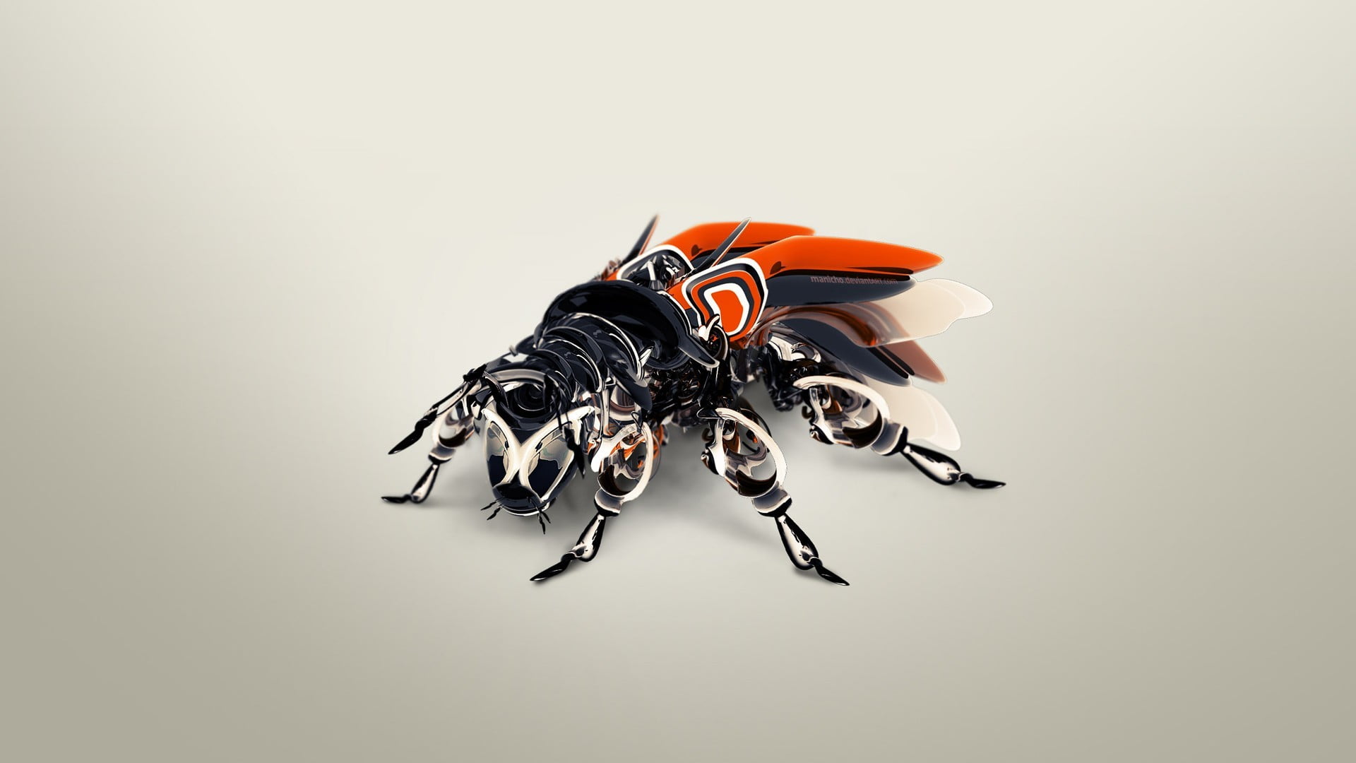 red and black fly vector art orange wasp illustration 2k