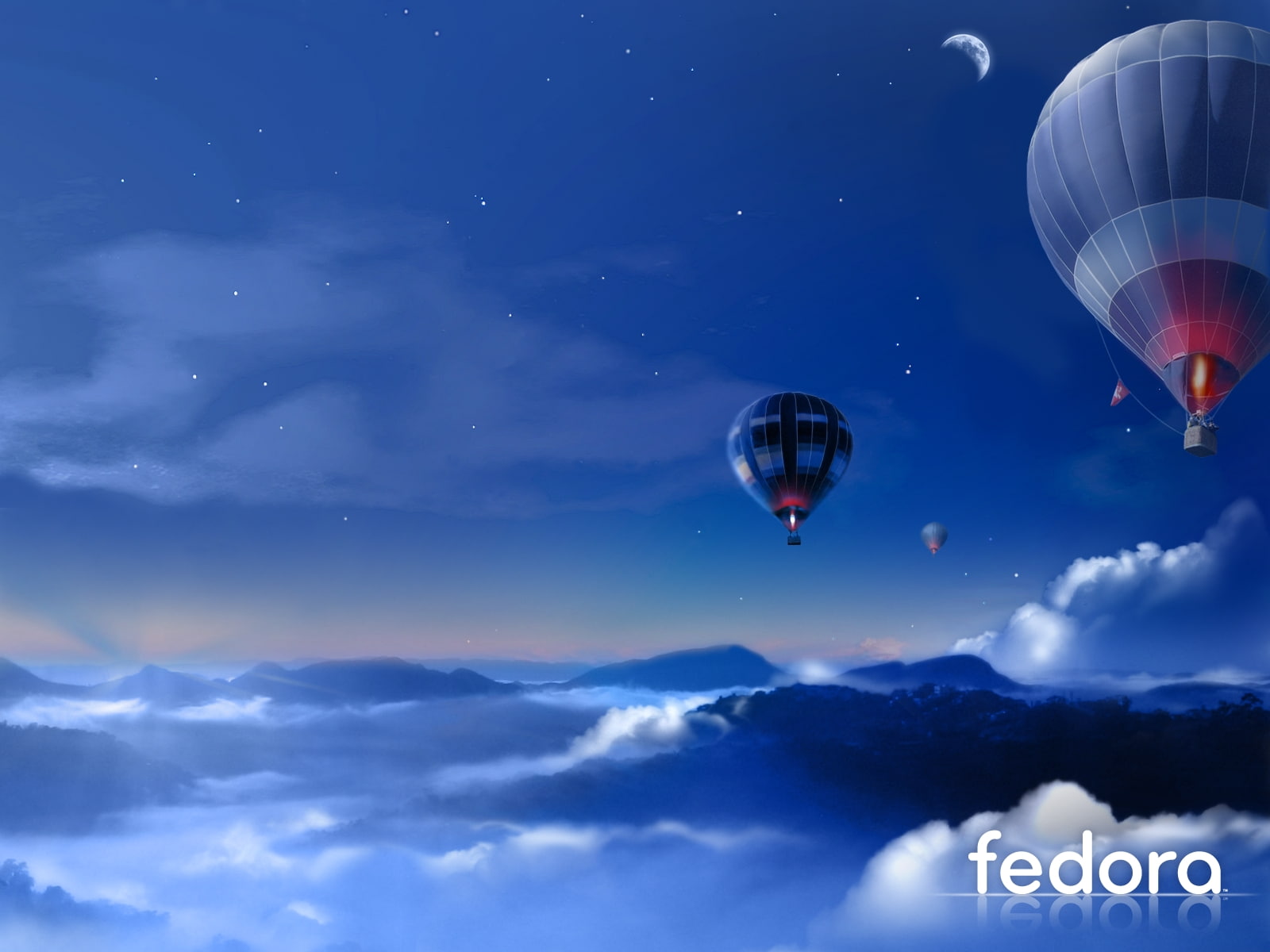 night linux fedora hot air balloons Technology Linux HD Art 2k