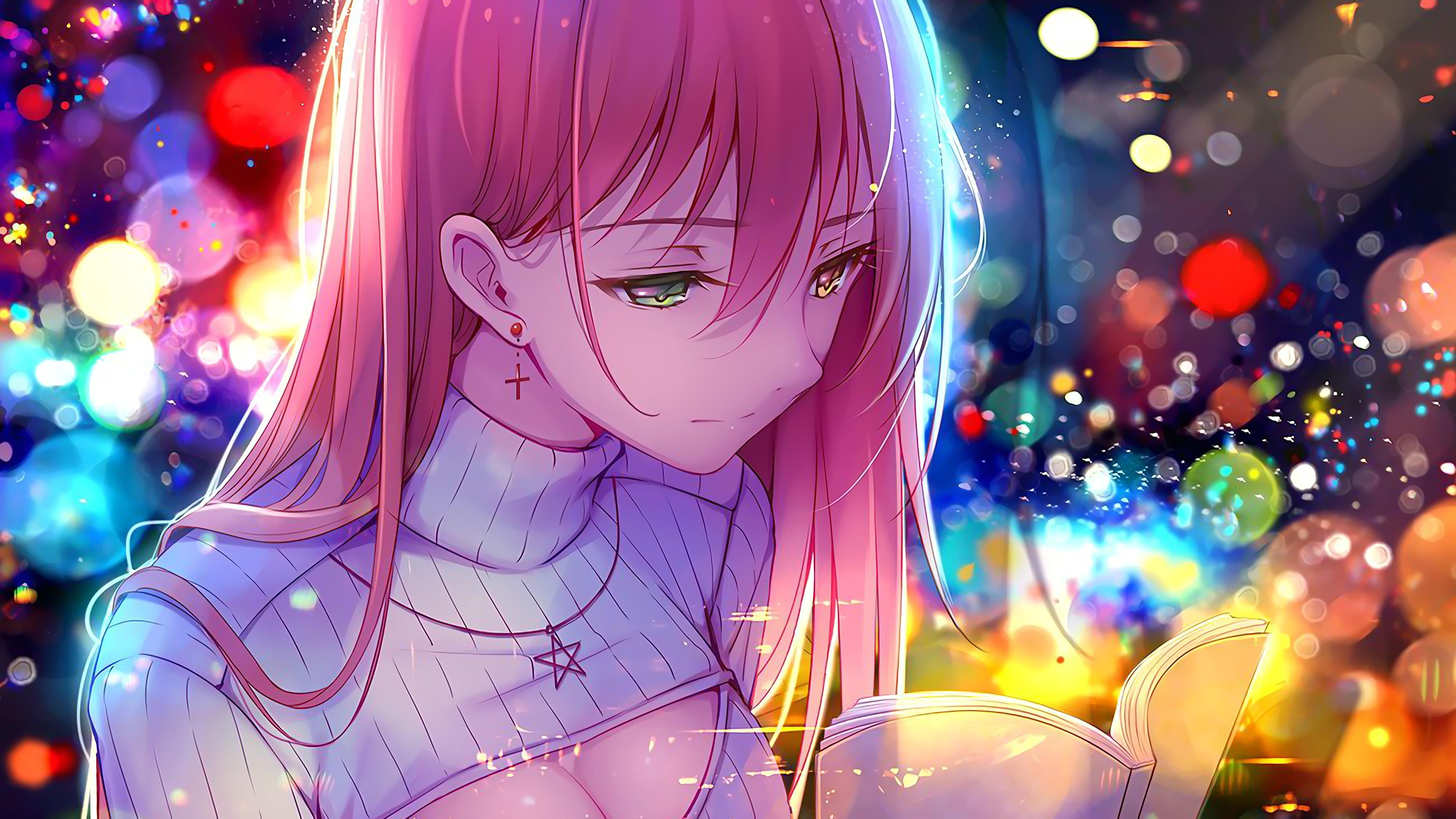 bokeh anime girls Niya original characters heterochromia 2k 4k