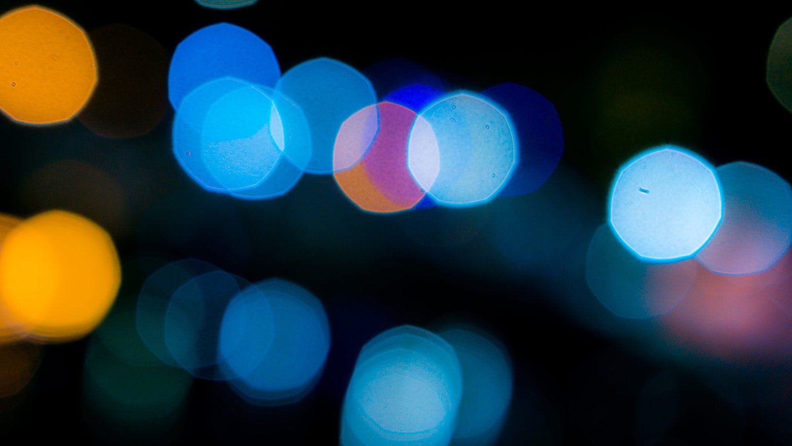 bokeh Blur Yellow Calm Night blue light effect magic 2k 4k 5k