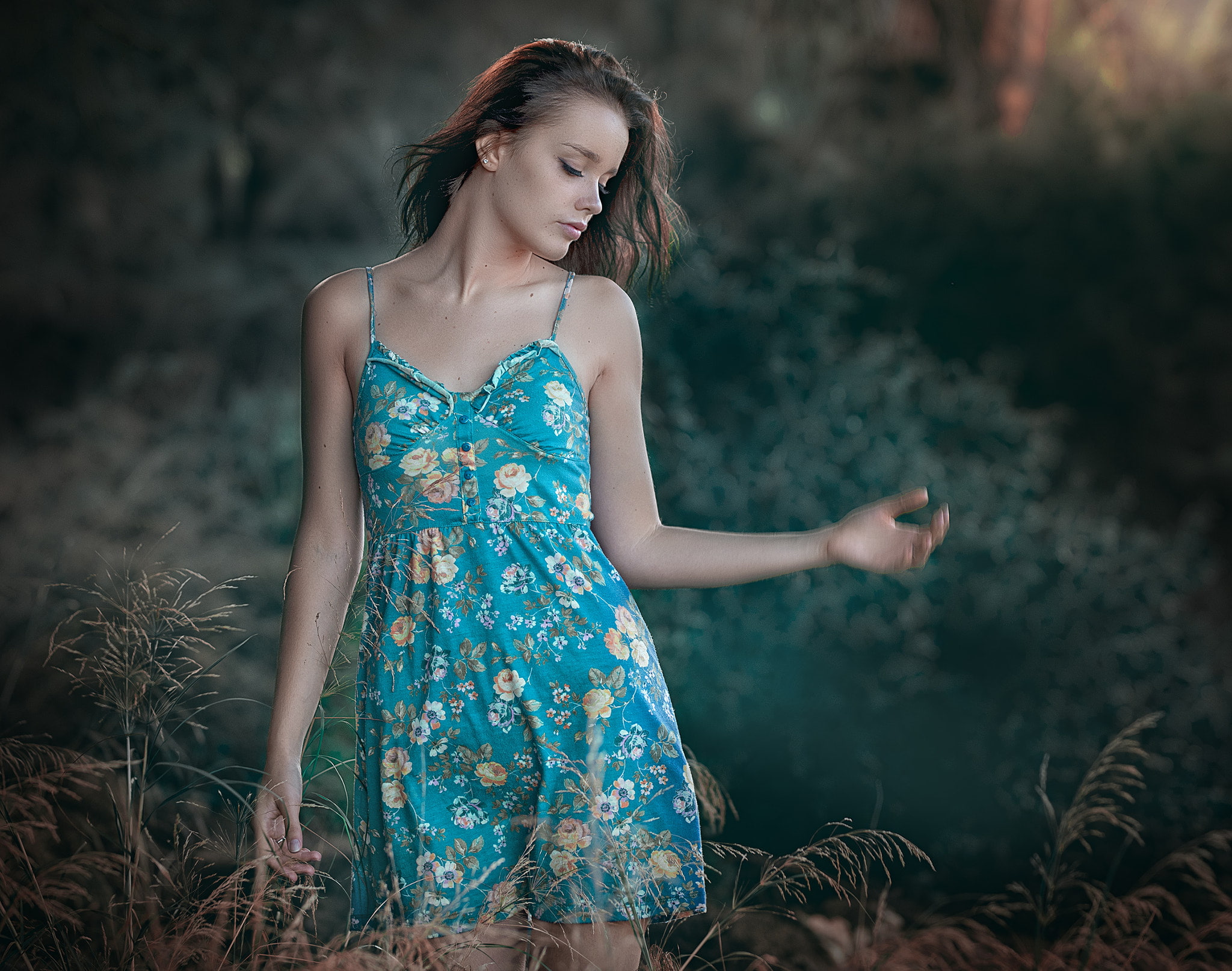 brunette women outdoors dress portrait bare shoulders model 2k