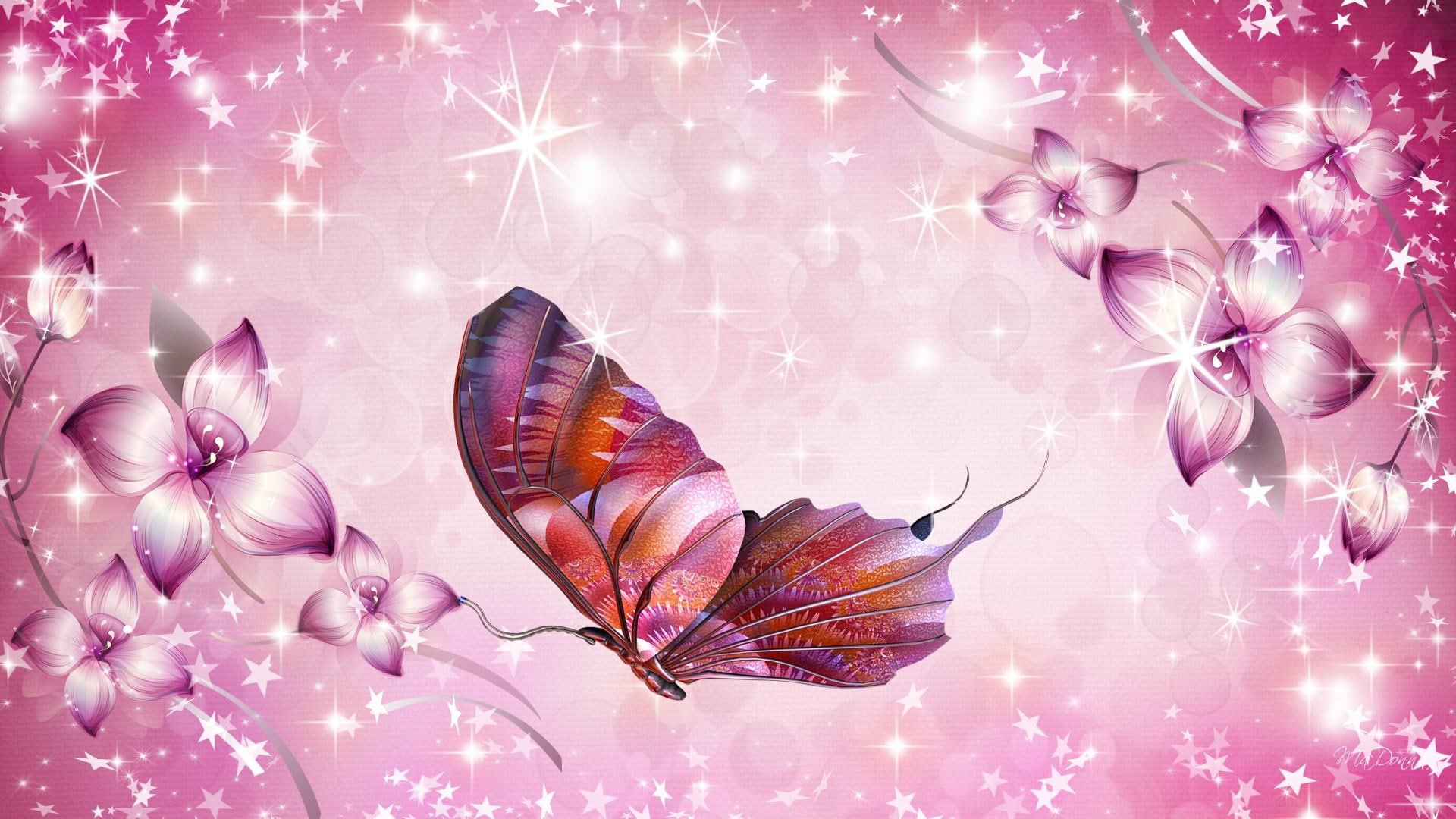 Flowers Stars Butterflies firefox persona bright glow butterfly 2k