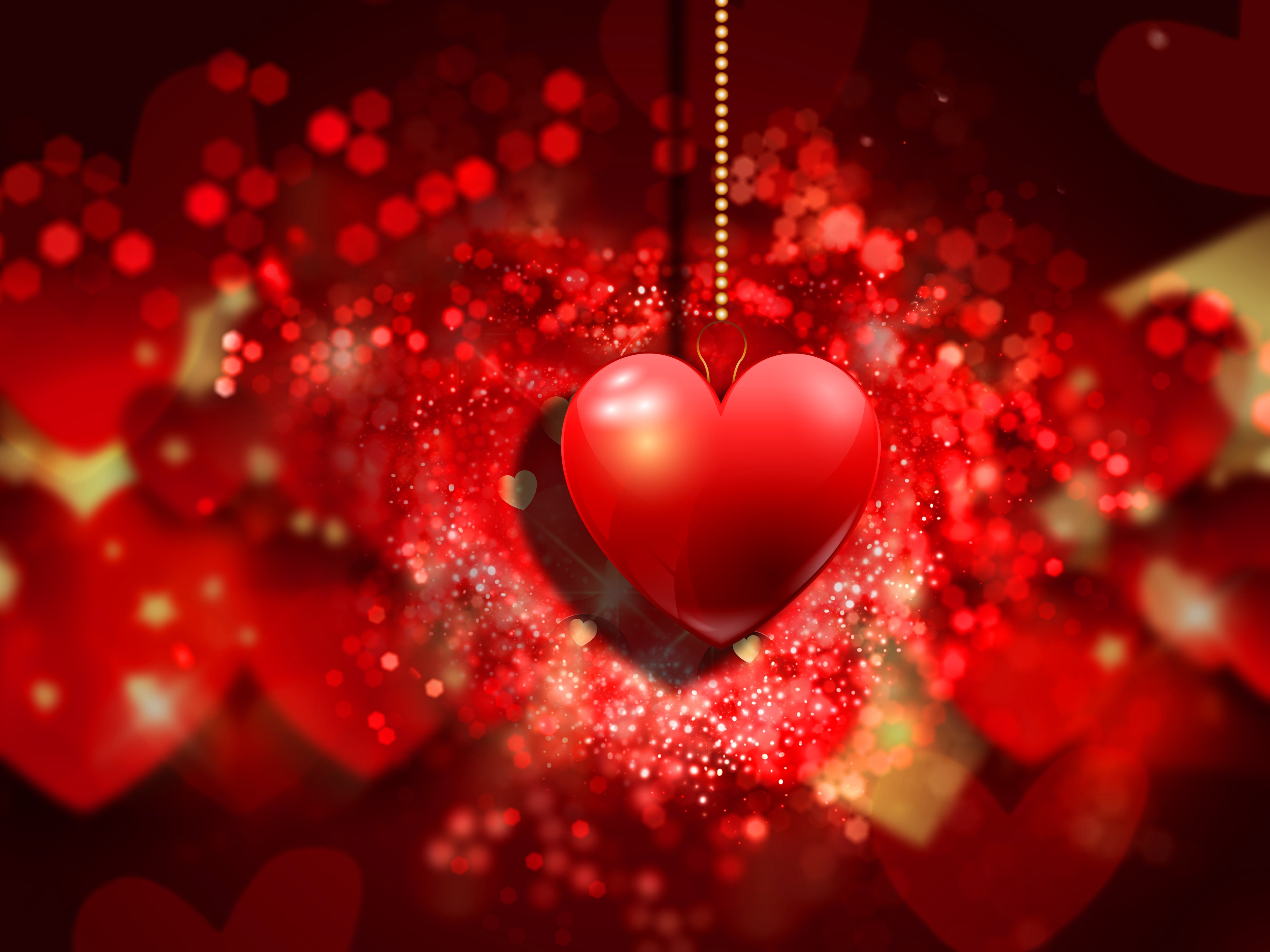 hearts red love background romantic bokeh Valentine s Day 2k 4k 5k