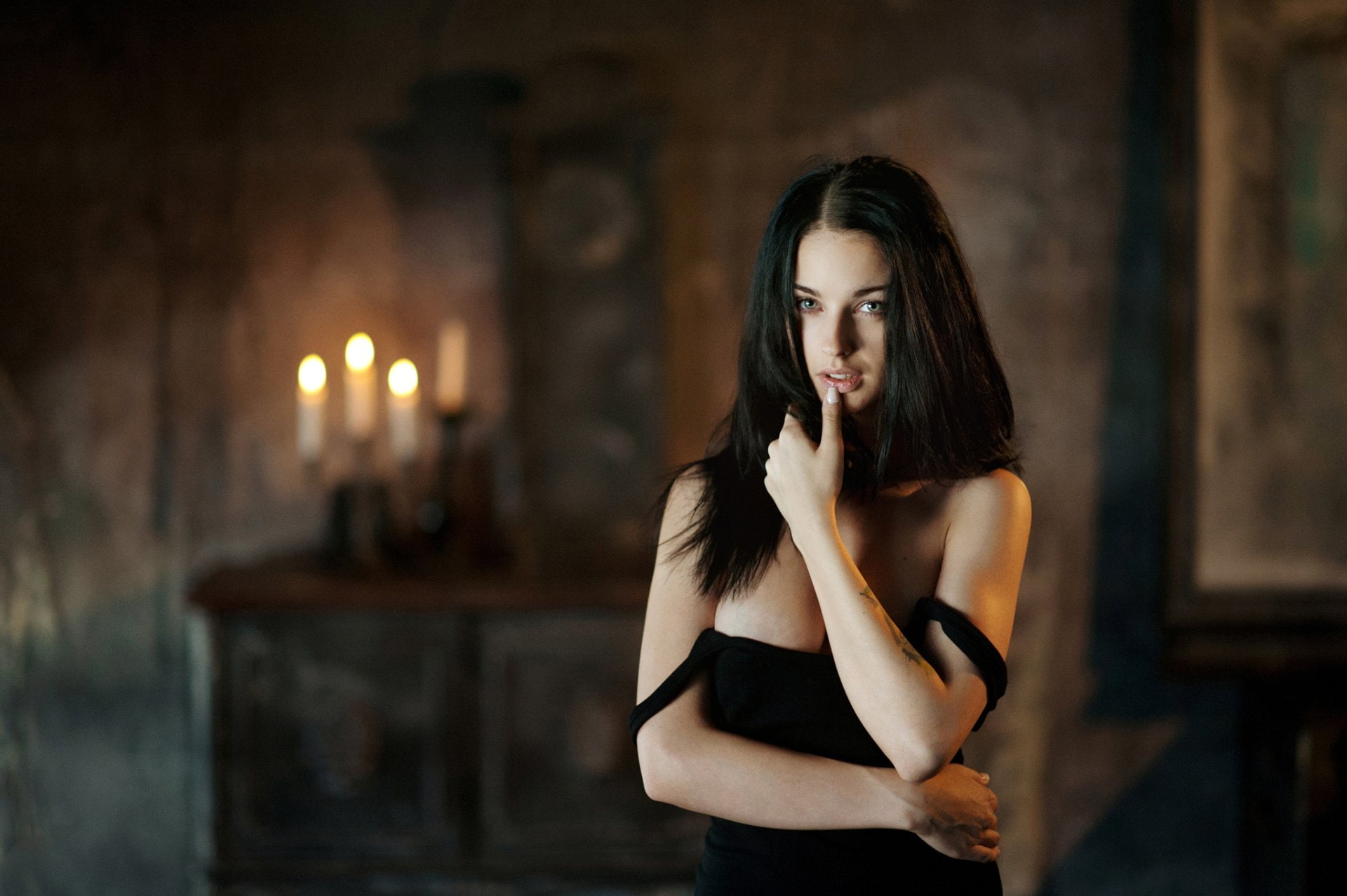 Models Alla Berger Bokeh Brunette Green Eyes Woman 2k