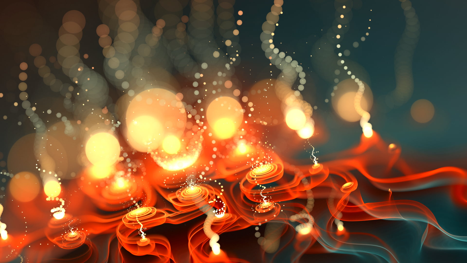 orange and red light bokeh fire wallpaper fractal 2k