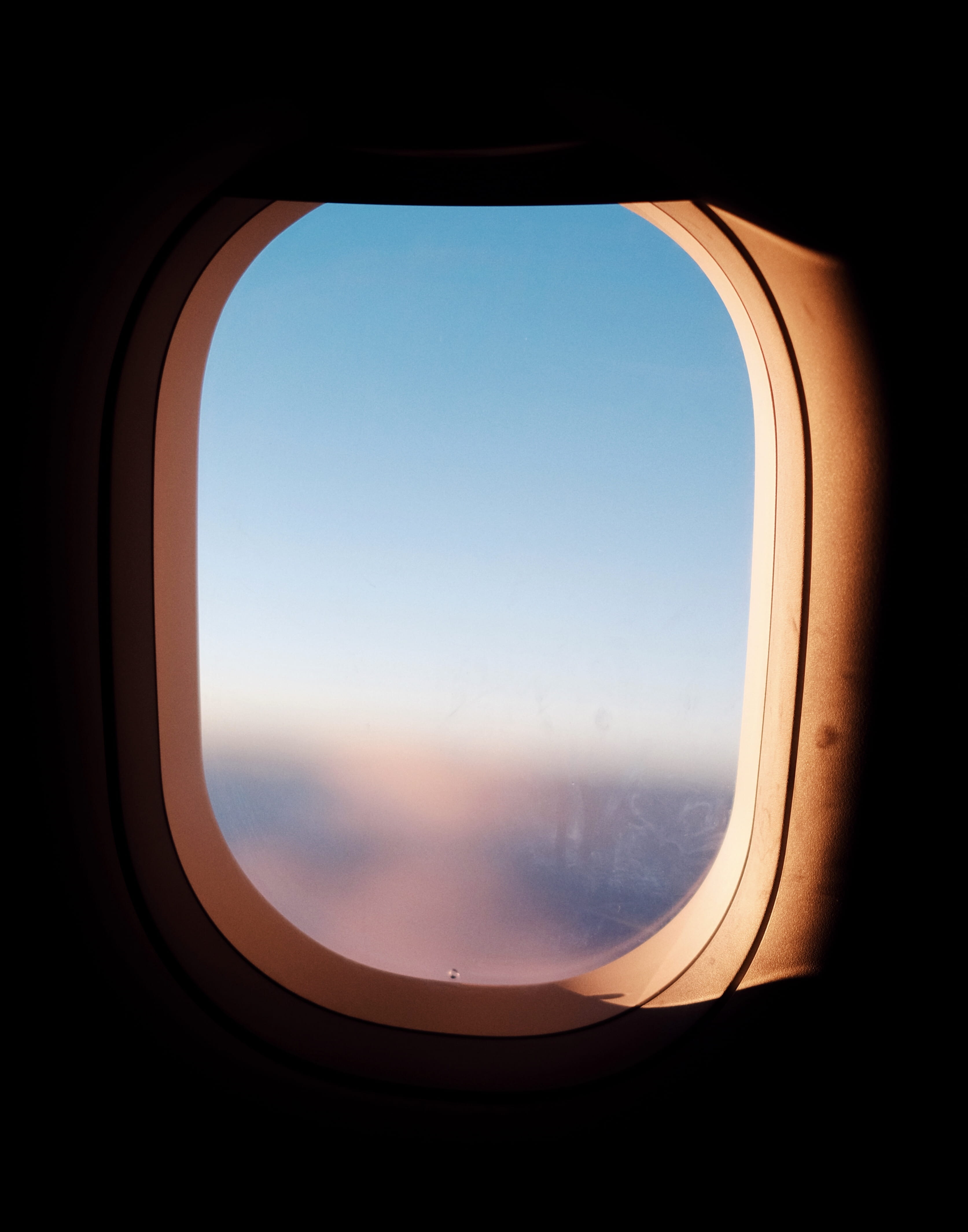 plane window airplane flight seat view bokeh flying 2k