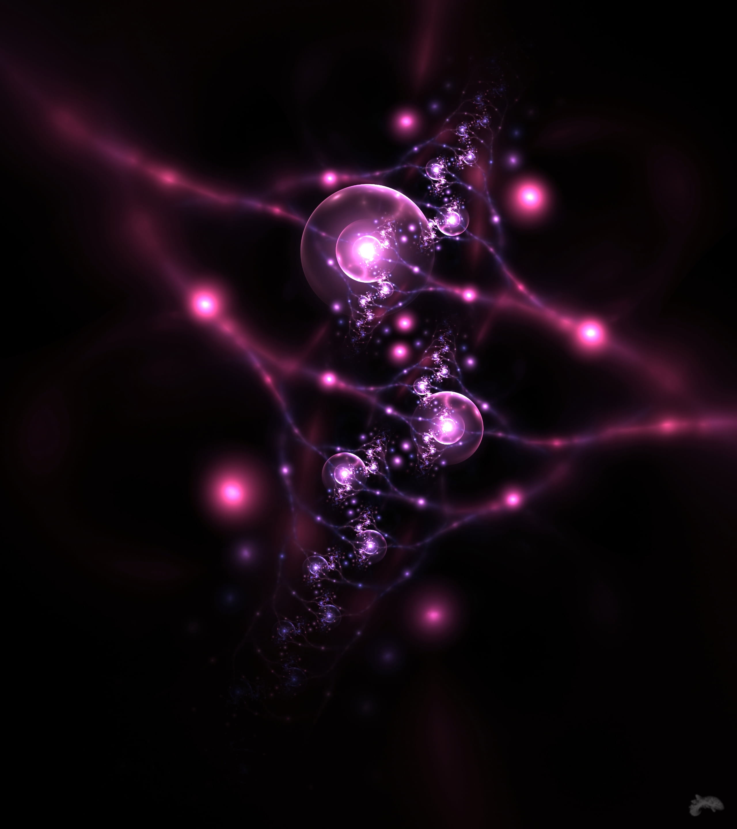 purple bokeh light neurons circles fractal abstract backgrounds 2k