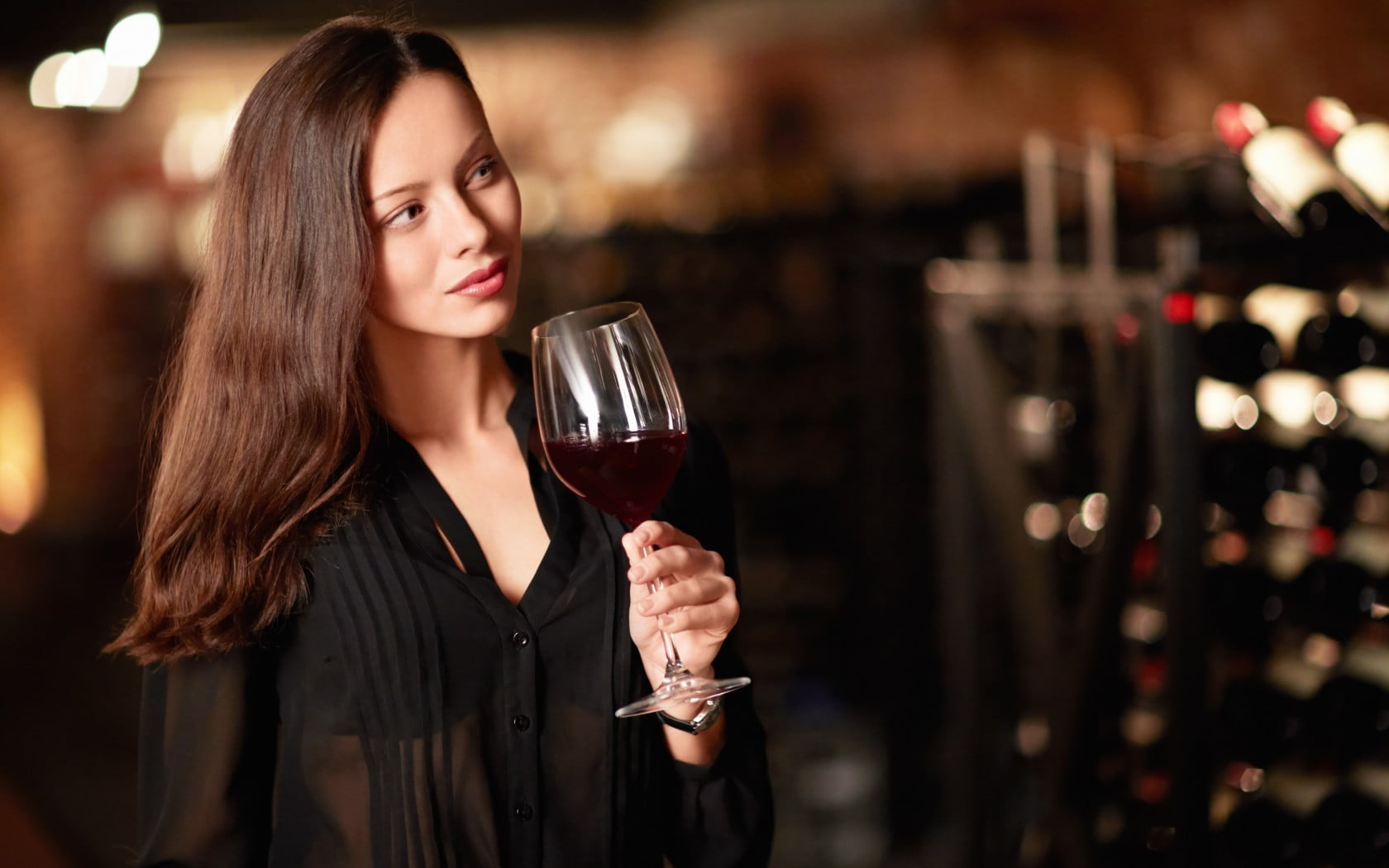 women glass brunette bokeh see through clothing wine alcohol 2k