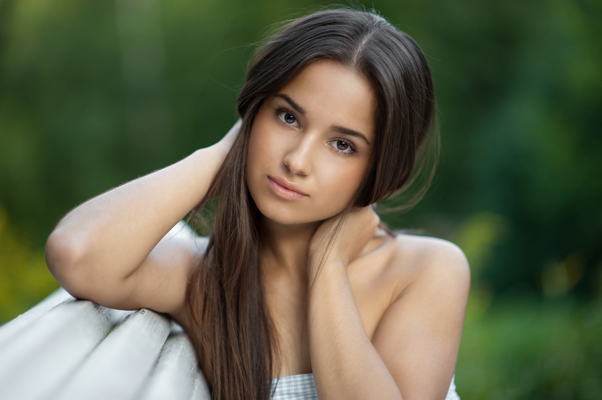 women s white strapless top face portrait Maxim Maximov Jana Tsvetkova 63 2k