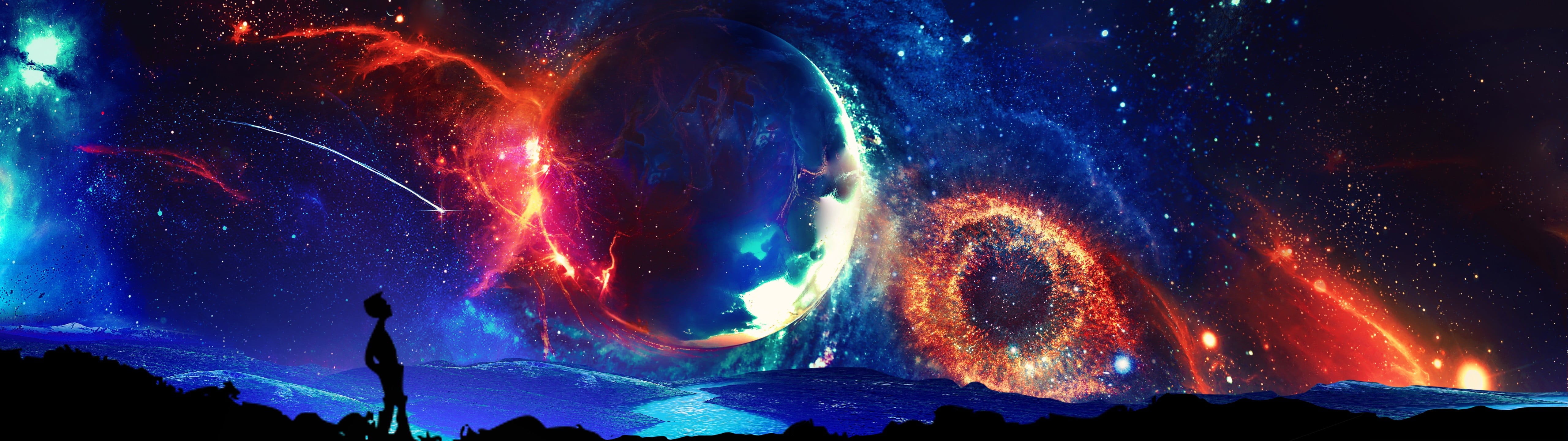 galaxy wallpaper universe space digital art dual monitors 5 widescreen dualmonitor dualscreen 2k 4k 5k