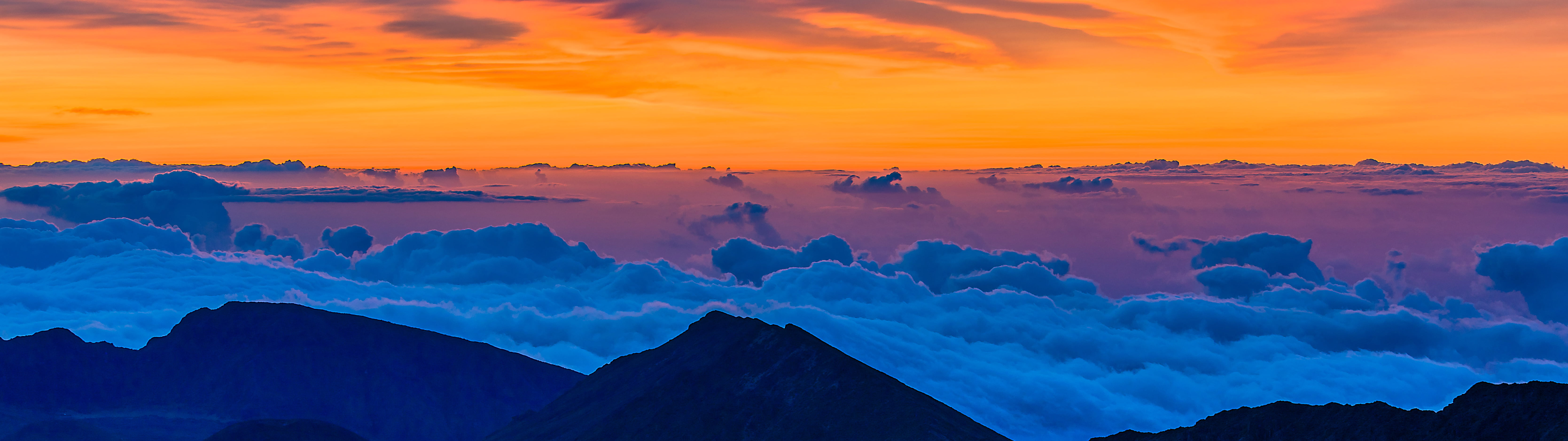 silhouette of mountain Hawaii Haleakala dawn landscape mountains 56 widescreen dualmonitor dualscreen 2k 4k 5k