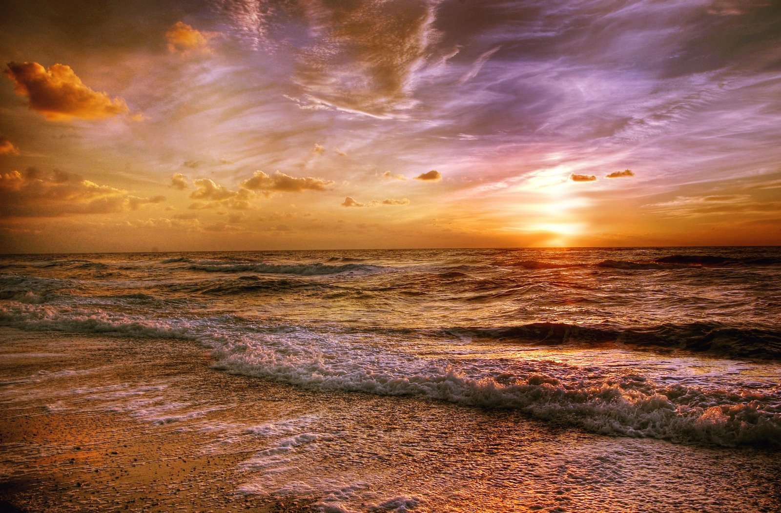 brown seashore and body of water waves under clouds gray sky 2k