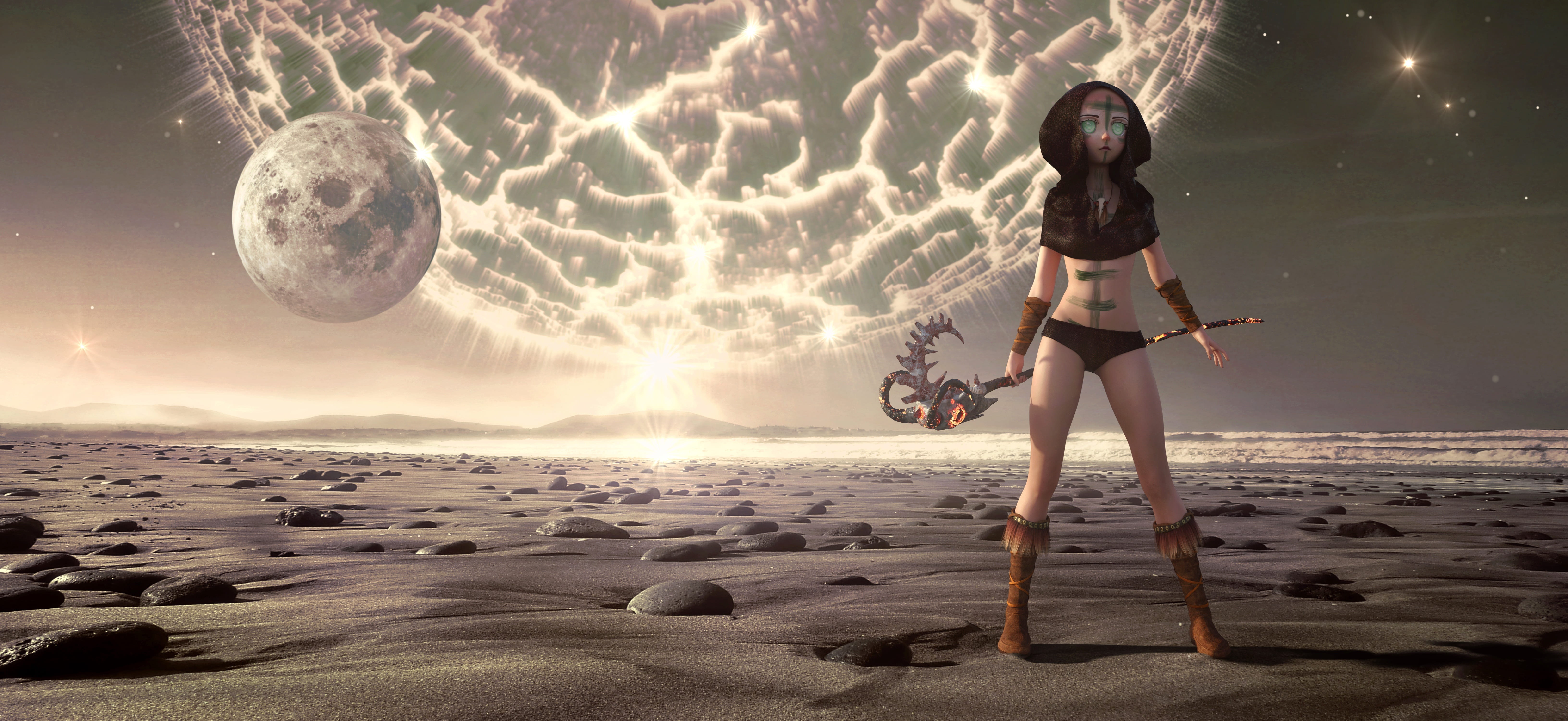 fantasy science fiction planet species moon futuristic 2k 4k 5k