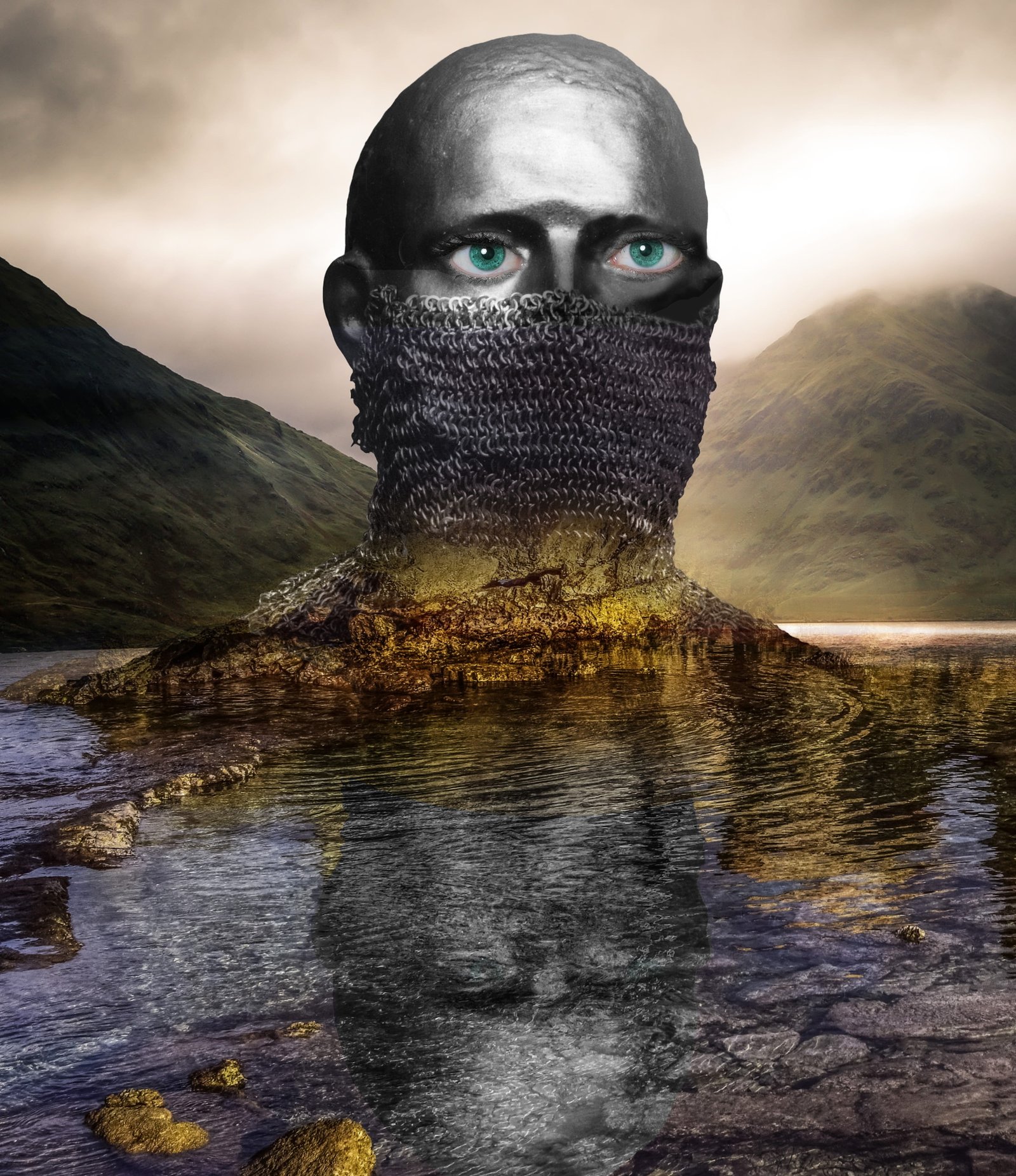 gray man head bust illustration silence concealment fantasy 2k