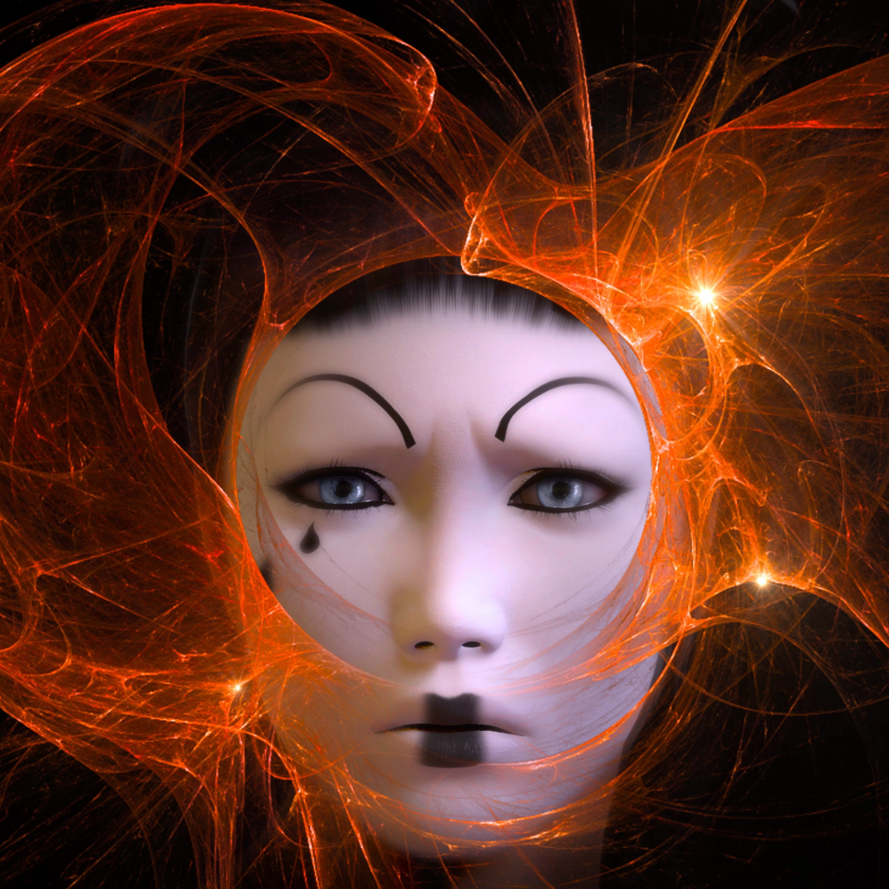 human face cd cover fantasy mystical portrait woman photo montage 2k