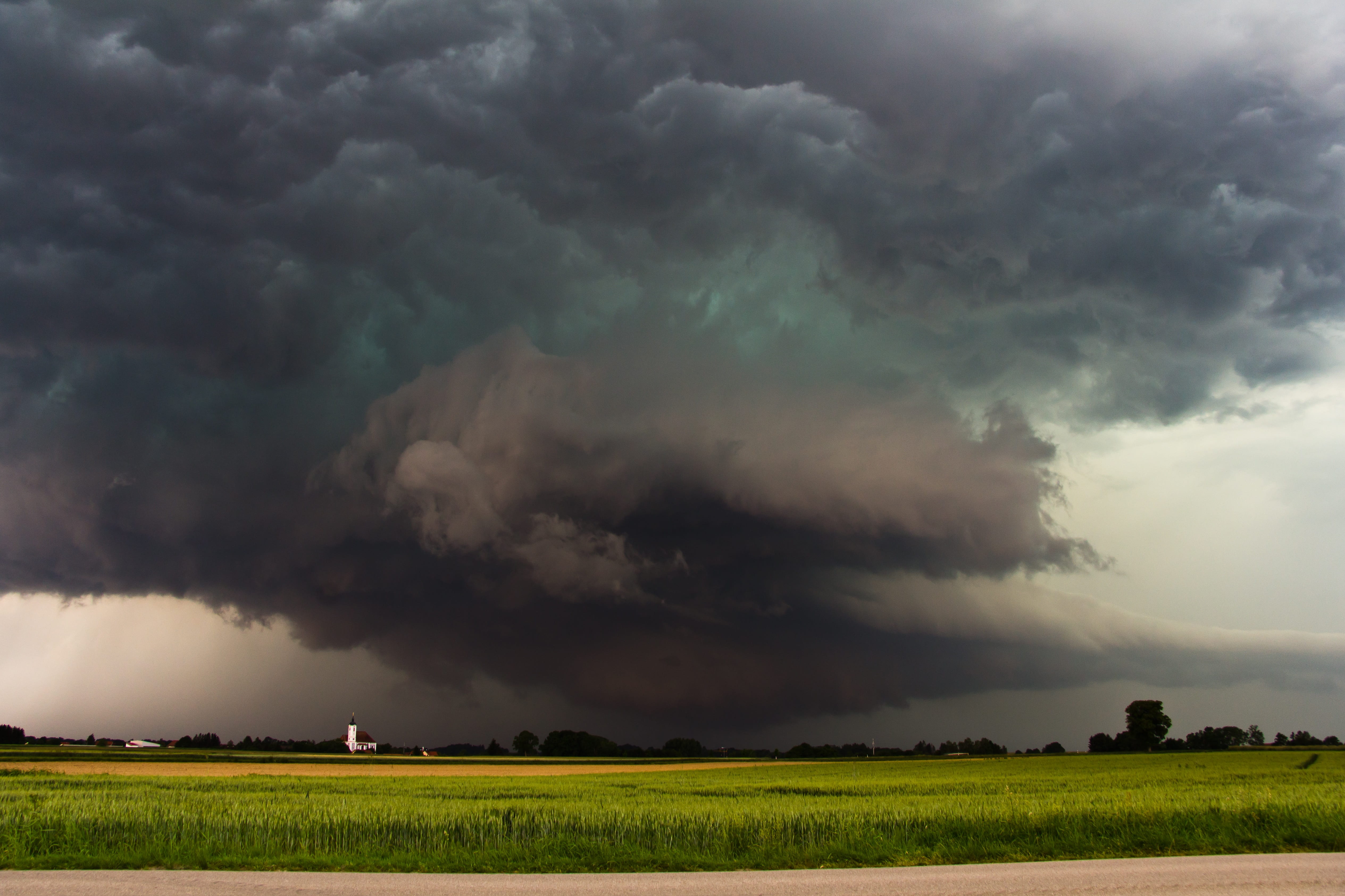 nimbus clouds on sky storm super cell wall cloud green a thunderstorm 2k 4k 5k