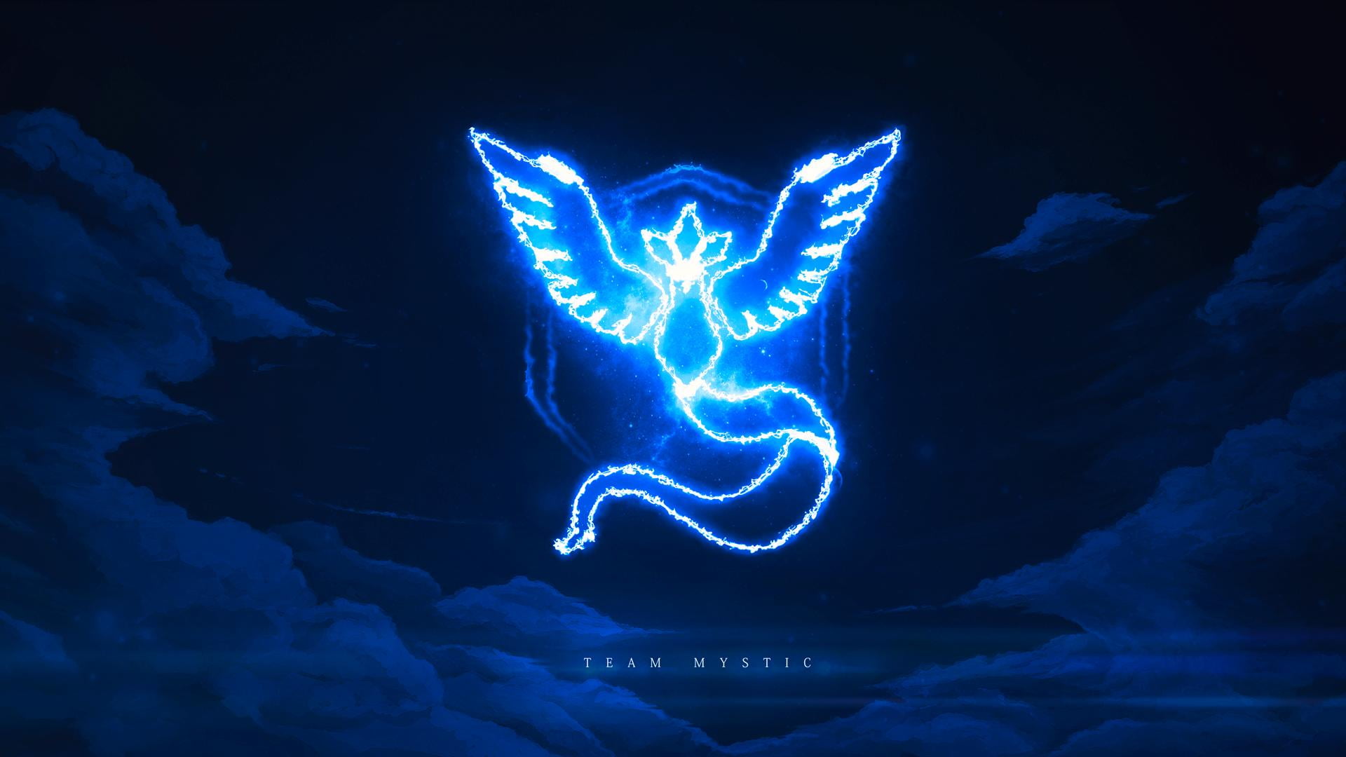 team mystic pokemon go games artwork blue water illuminated 2k