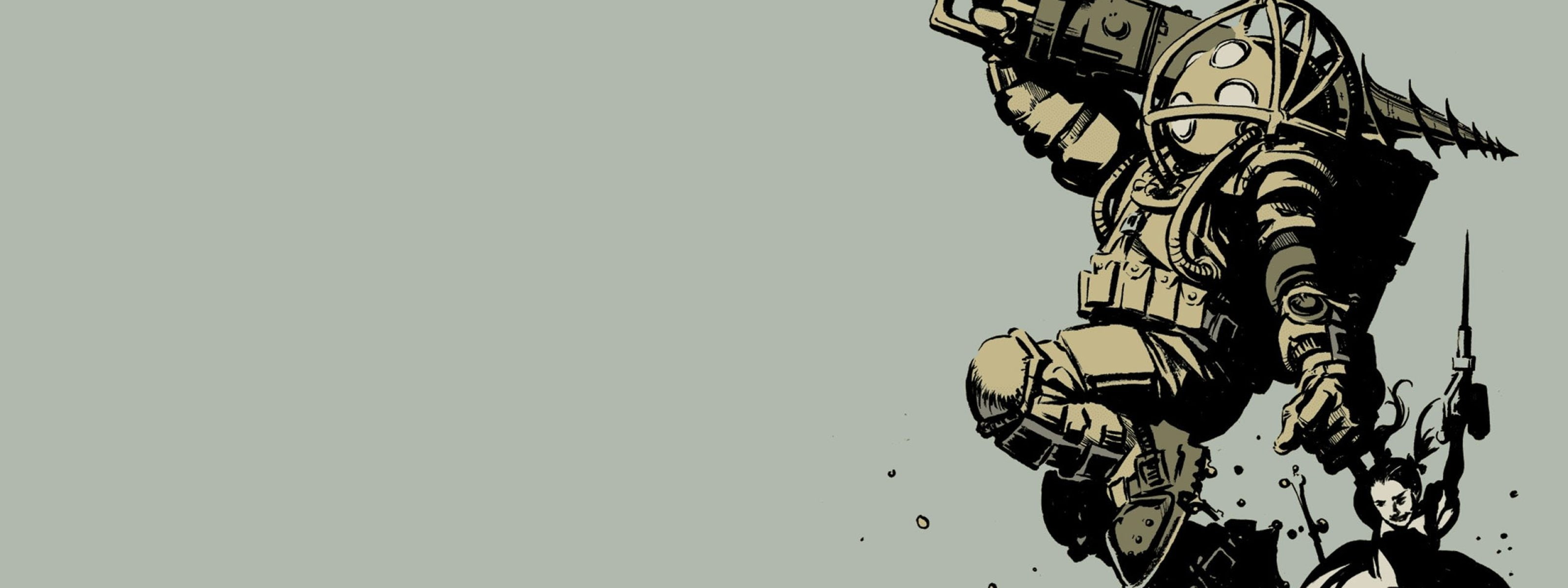 action bioshock cyborg dual fantasy fighting futuristic widescreen dualmonitor dualscreen 2k