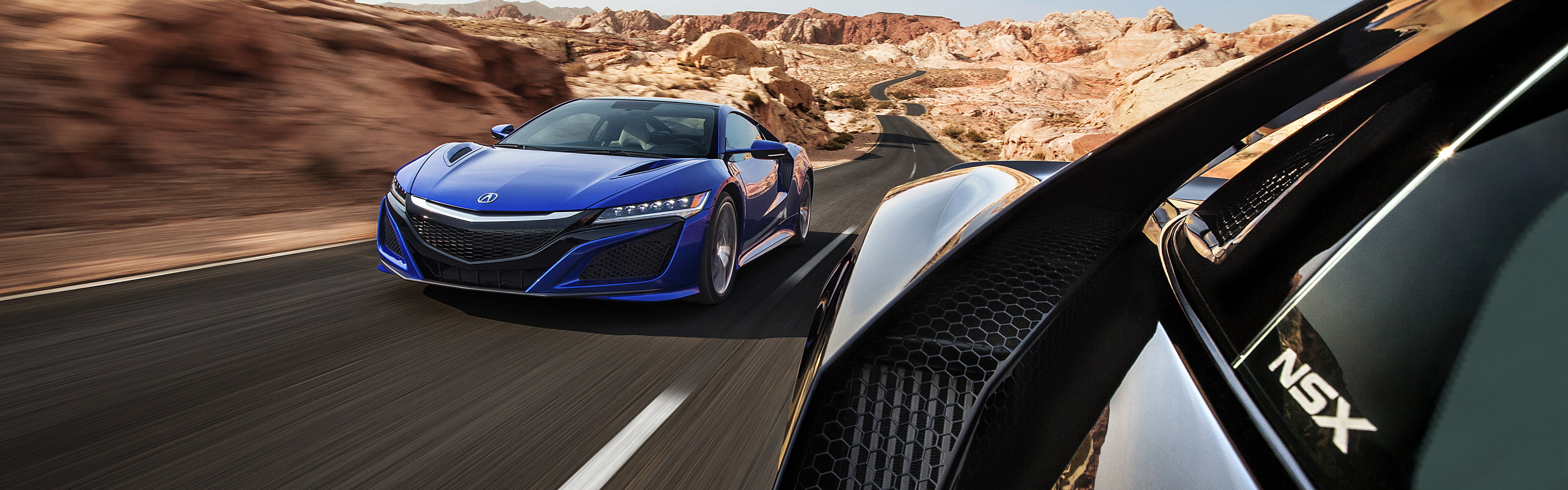Acura NSX car vehicle road motion blur dual monitors multiple display widescreen dualmonitor dualscreen 2k 4k