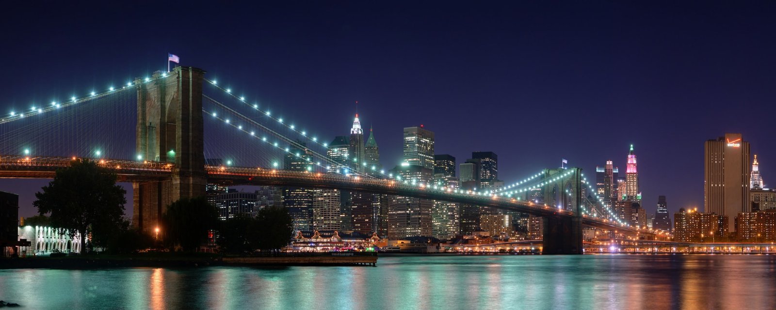 Brooklyn Bridge Panorama Dual Monitor brookly bridge widescreen dualmonitor dualscreen 2k