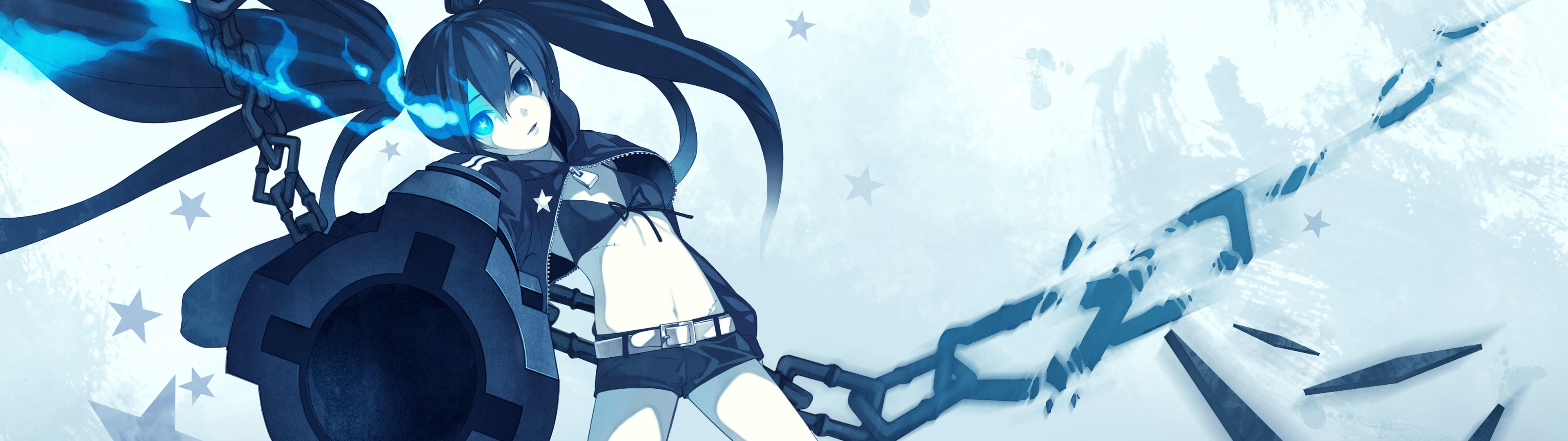 dual monitors Black Rock Shooter blue panoramic nature widescreen dualmonitor dualscreen 2k 4k