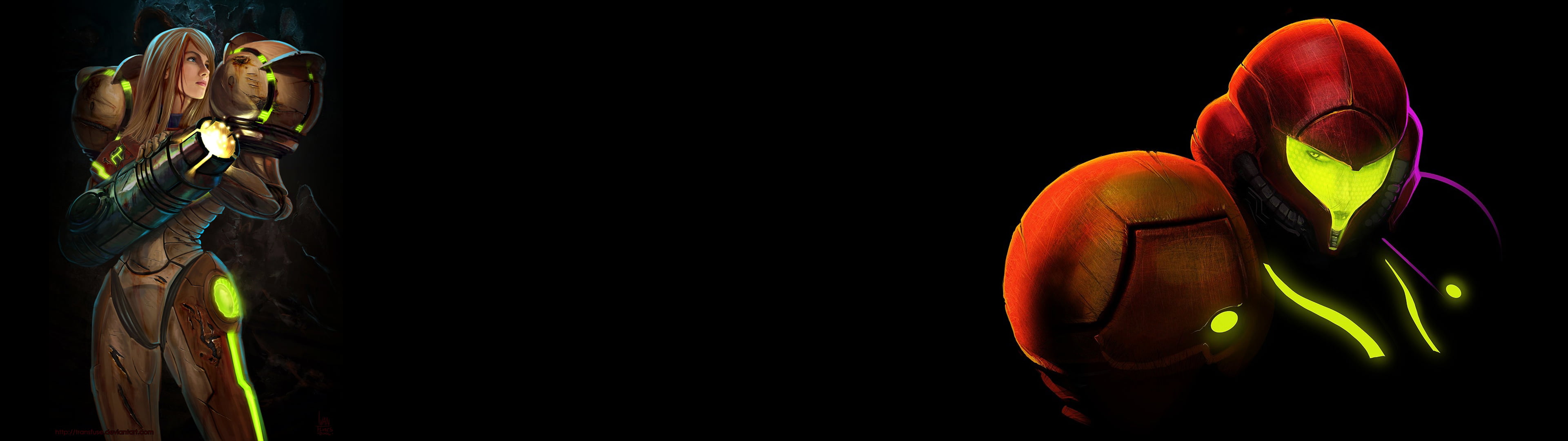 dual monitors multiple display Samus Aran Metroid Nintendo widescreen dualmonitor dualscreen 2k 4k