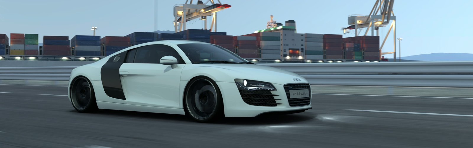 white and black coupe car Audi Gran Turismo 6 video games widescreen dualmonitor dualscreen 2k 4k