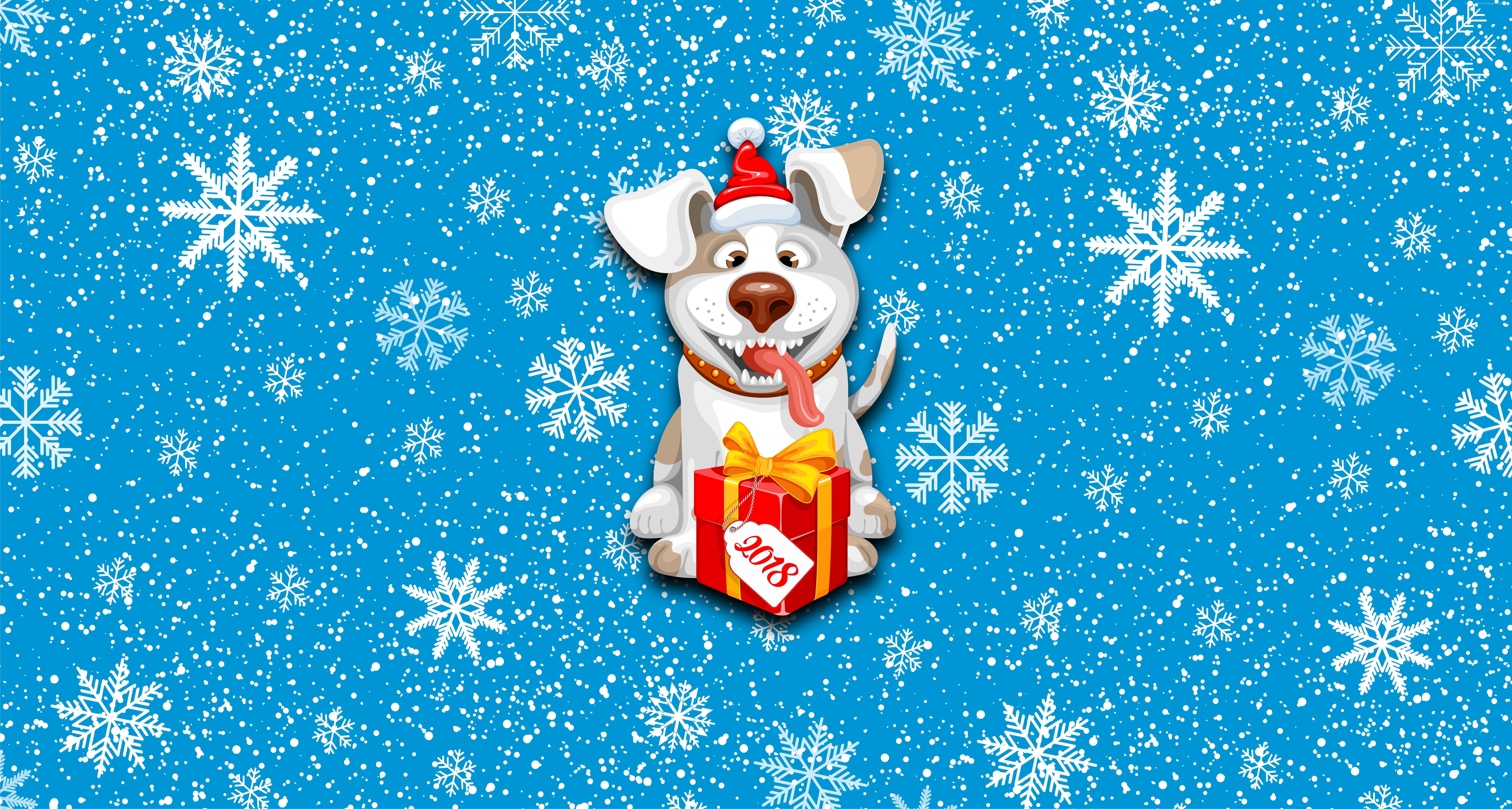 Christmas cute animals New Year dog snow 2k 4k 5k 8k