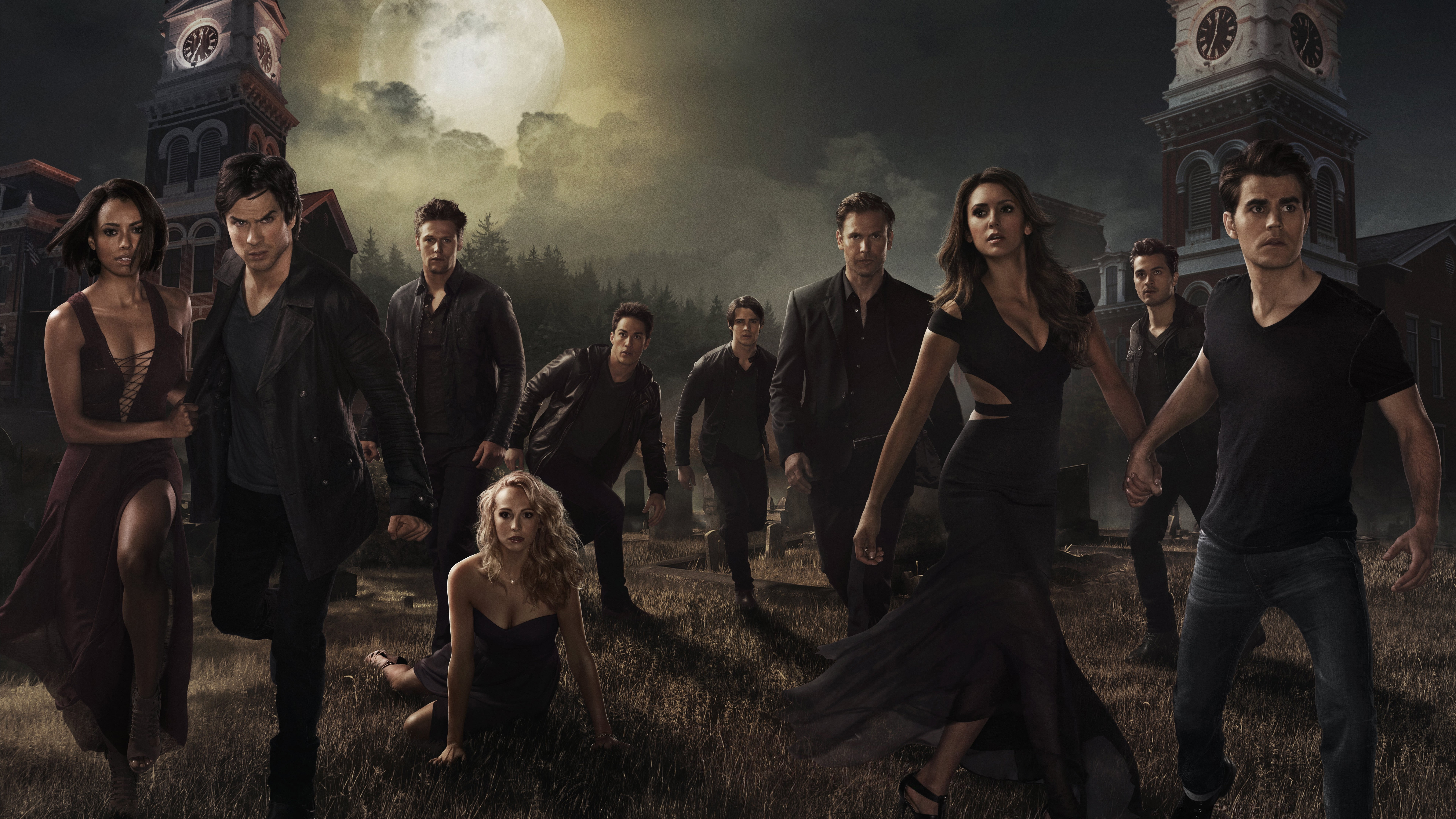 men and women wears black clothes The Vampire Diaries Nina Dobrev 2k 4k 5k 8k