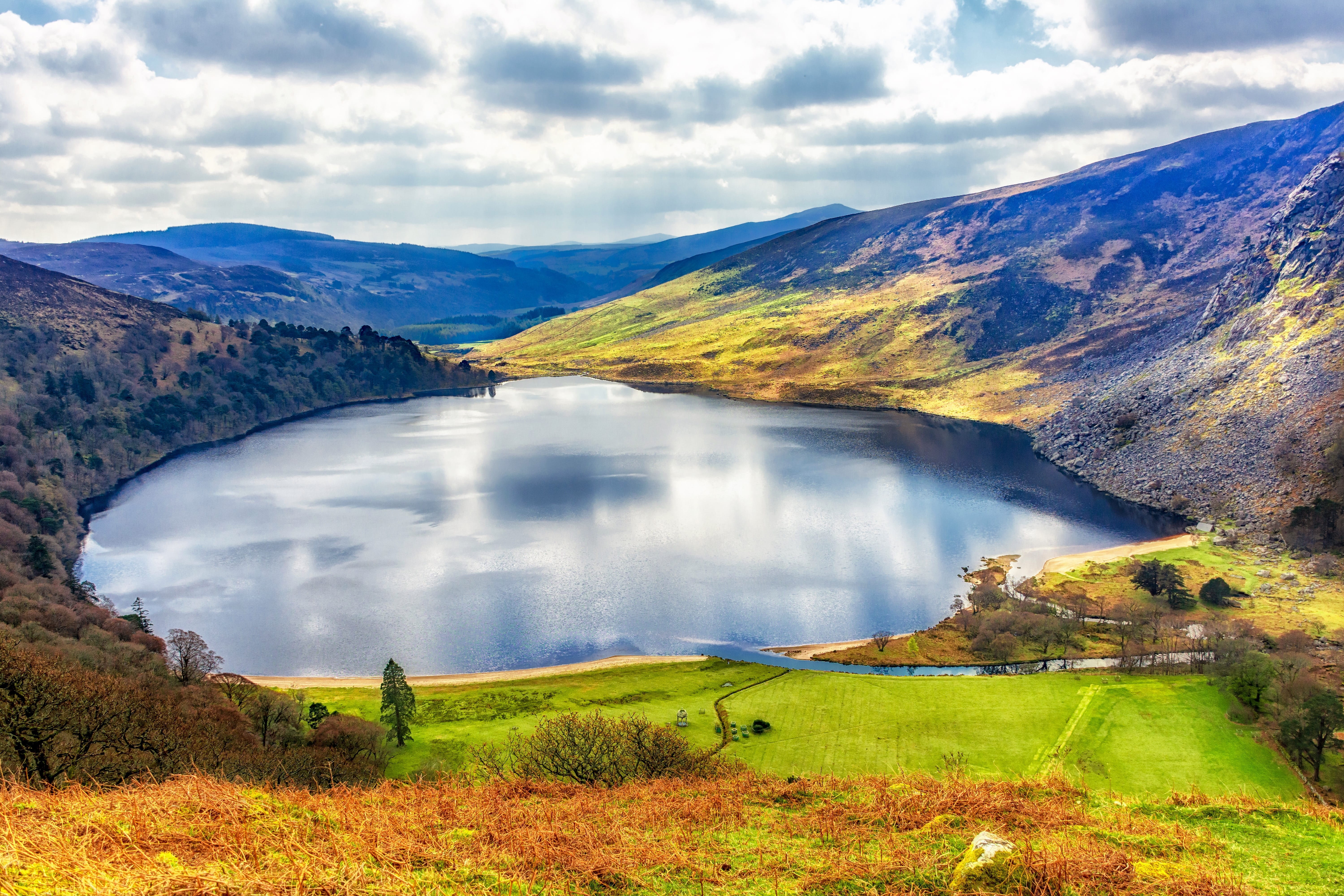 lough tay lake ireland landscape countryside outdoor scenery 2k 4k 5k