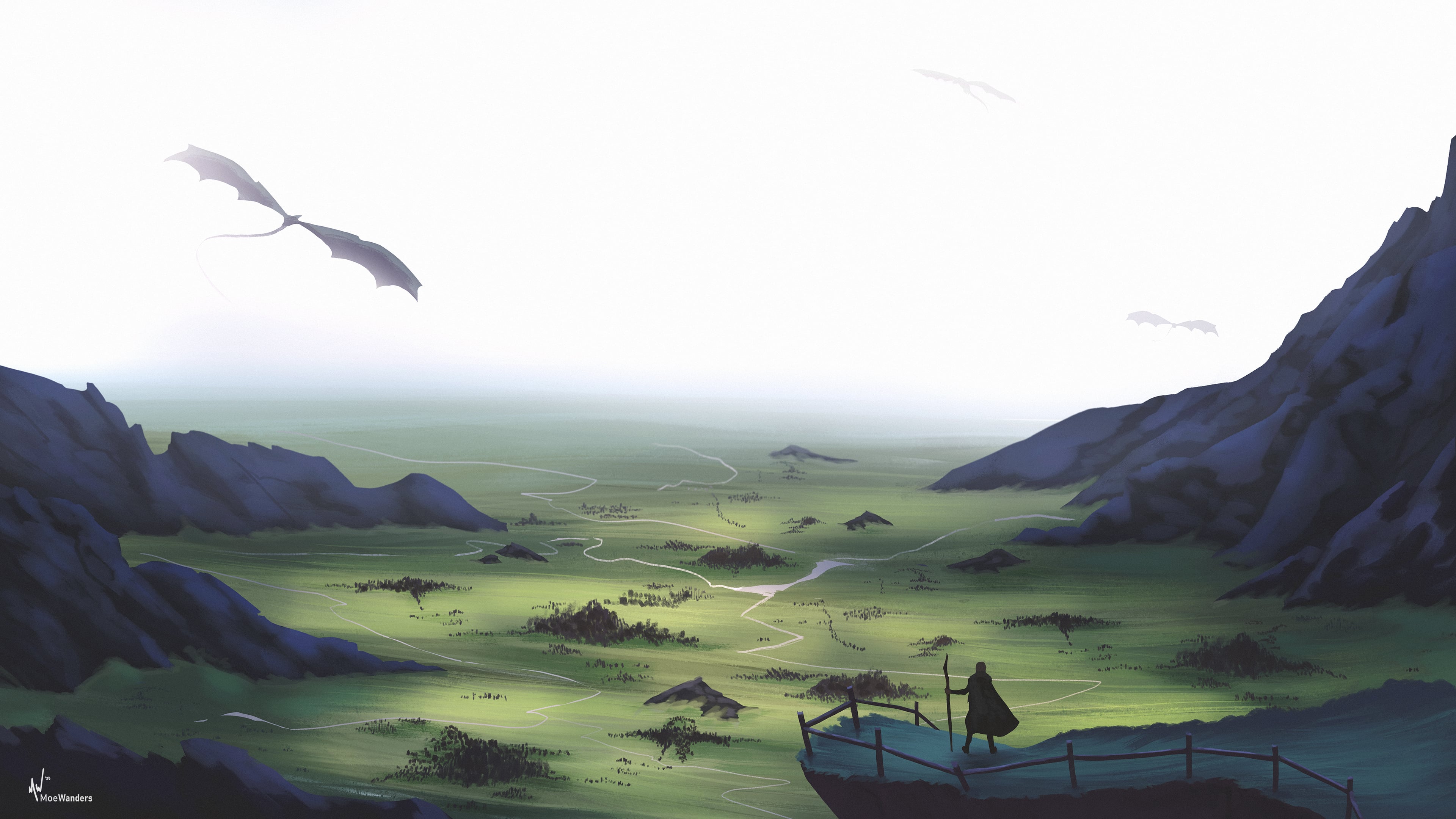 The Obsidian Vale dragon in the sky 2k 4k