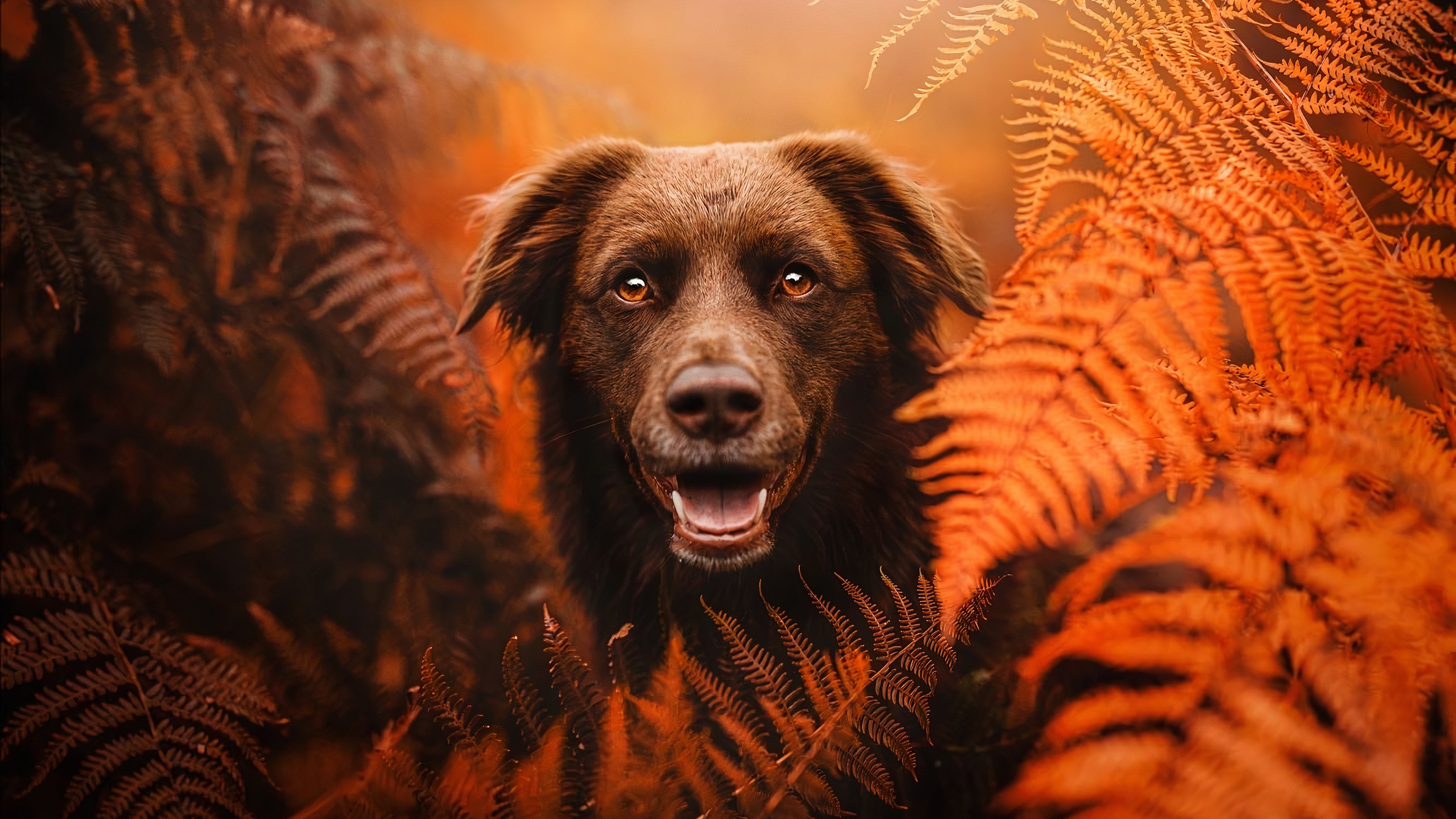 Labrador in autumn foliage 2k 4k