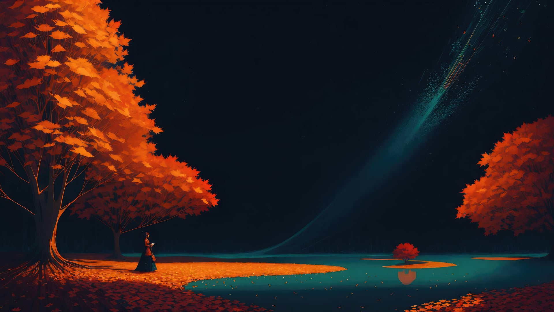 Fall leaves art wallpaper 2k