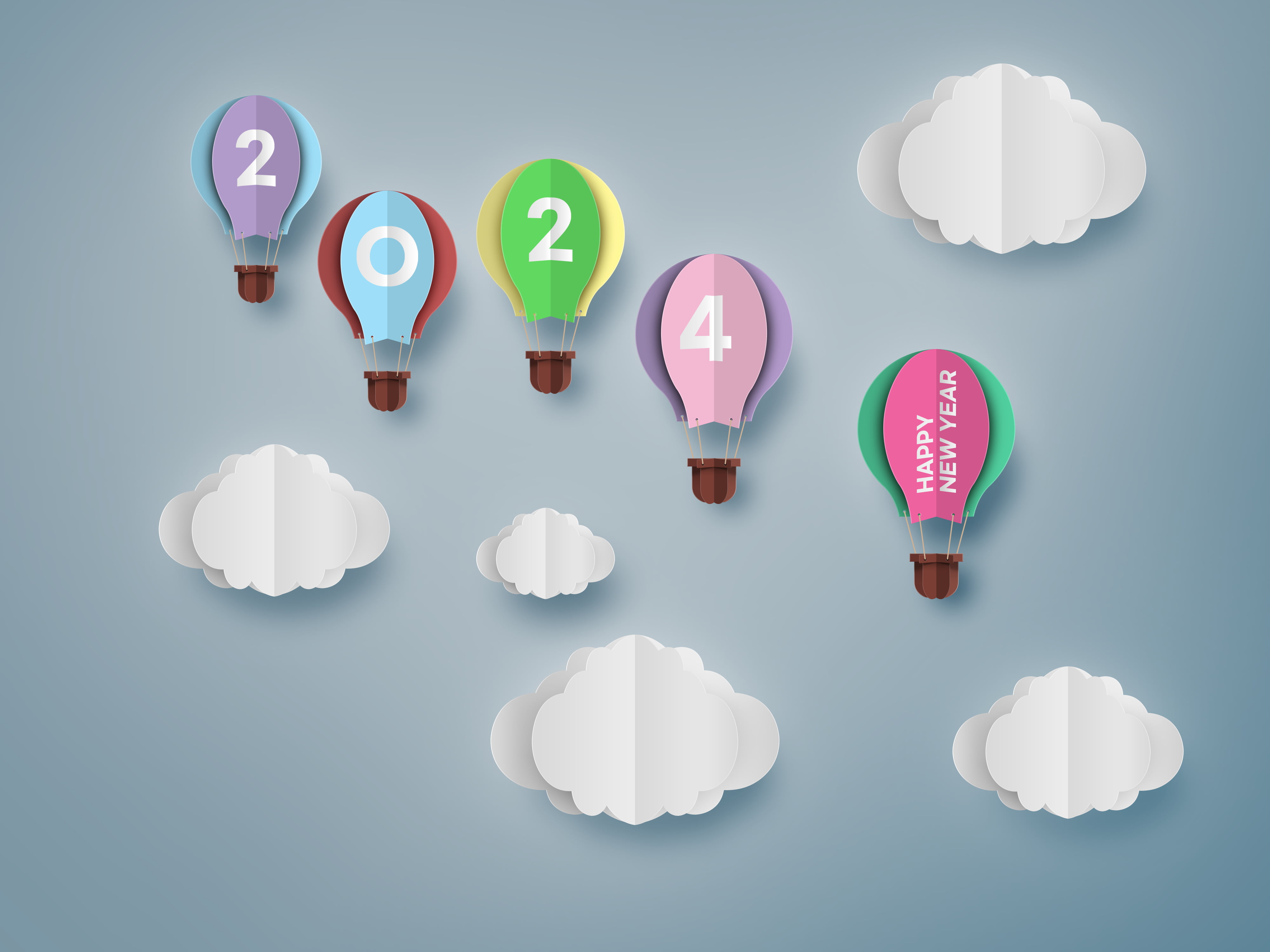 hot air balloons year New Year 9 2024 2k 4k