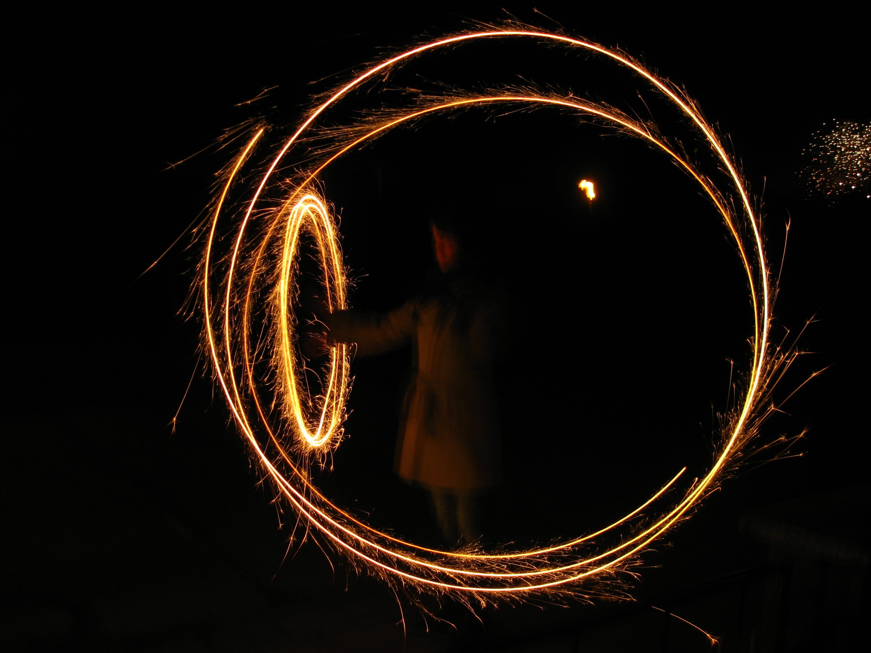 timelapse photography of poi dancer new year s eve sparkler 3 2024 2k